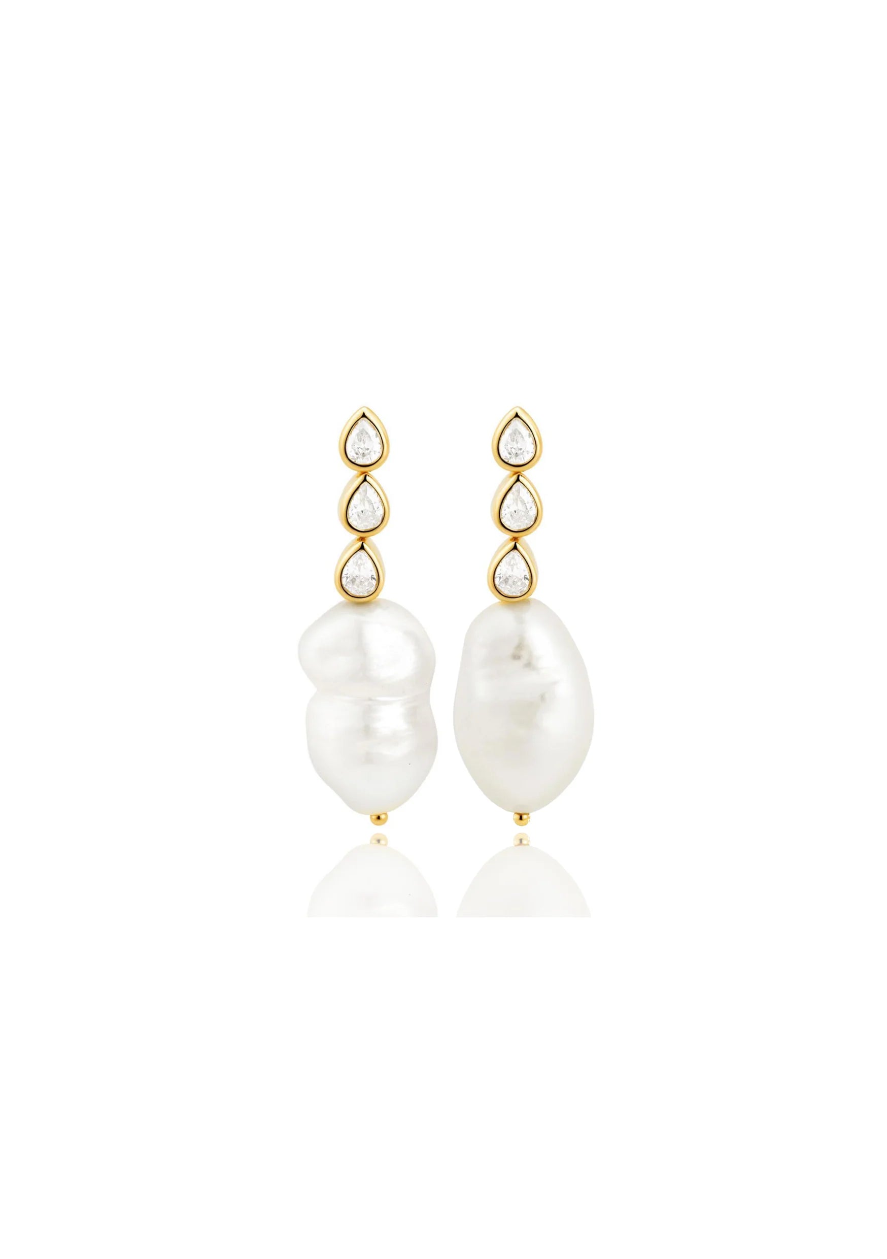Buy Lola Knight - Parker - Crystal & Pearl Bridal Drop Earrings - 18K Gold online | The White Collection Australia