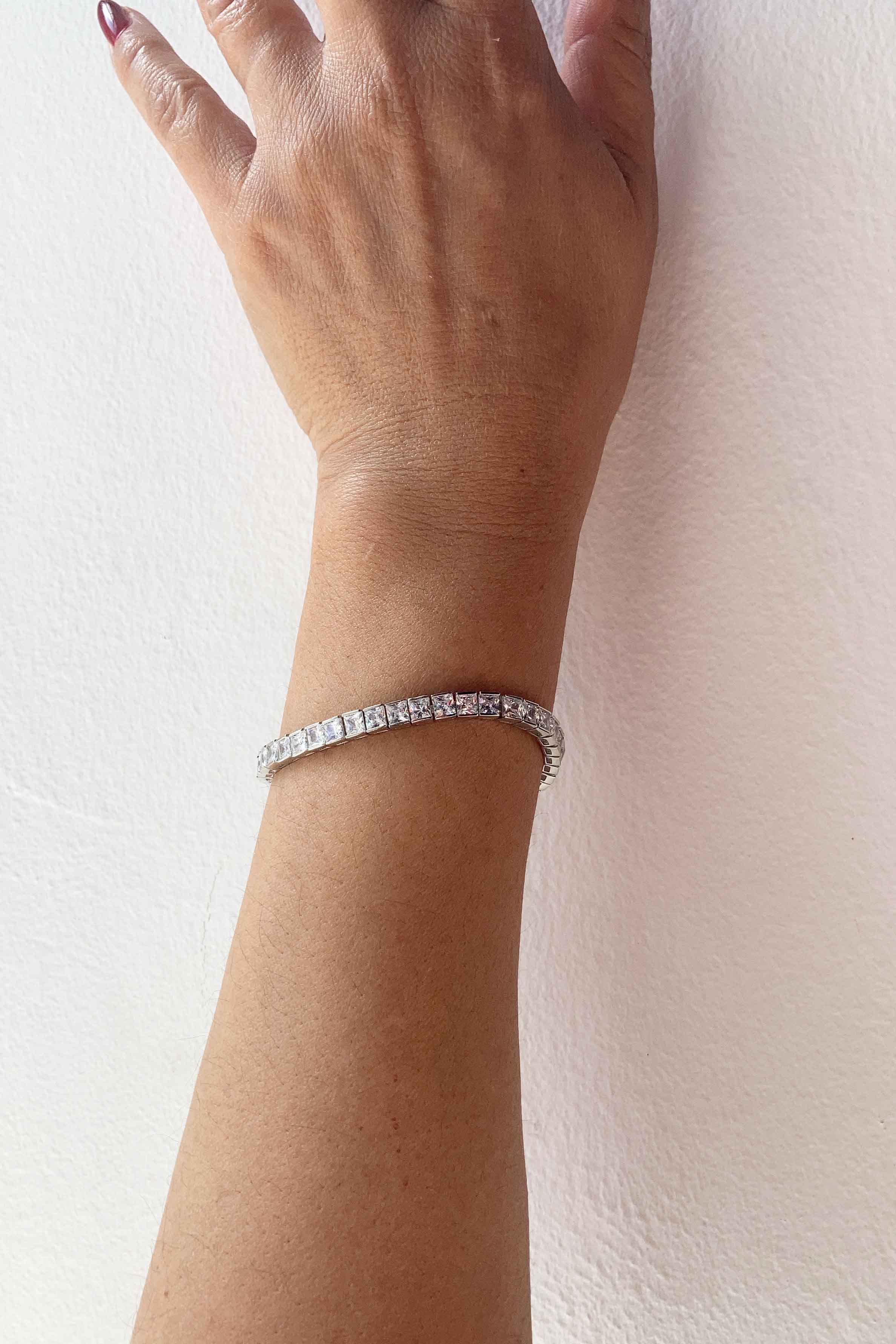 Buy Lilibeth - Brilliant Square Cut Crystal Bridal Tennis Bracelet online | The White Collection Australia