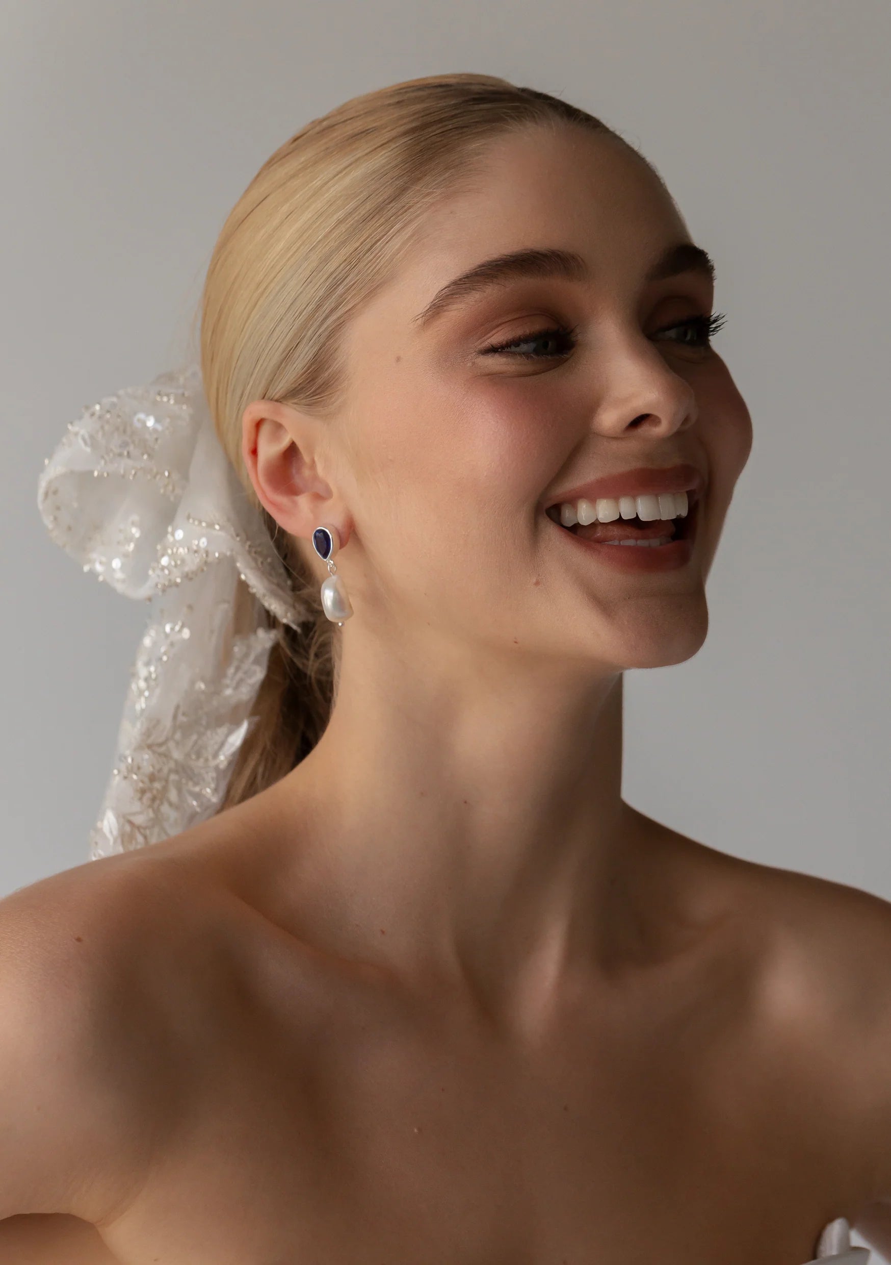 Buy Lola Knight - Piper Beaded Tulle Bow - Ivory online | The White Collection Australia