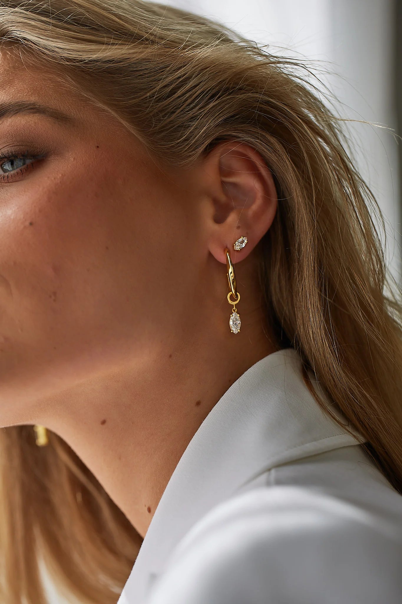 Buy Lola Knight - Indigo - Hoop Earrings with Cubic Zirconia Crystal Charm - 18ct Gold online | The White Collection Australia