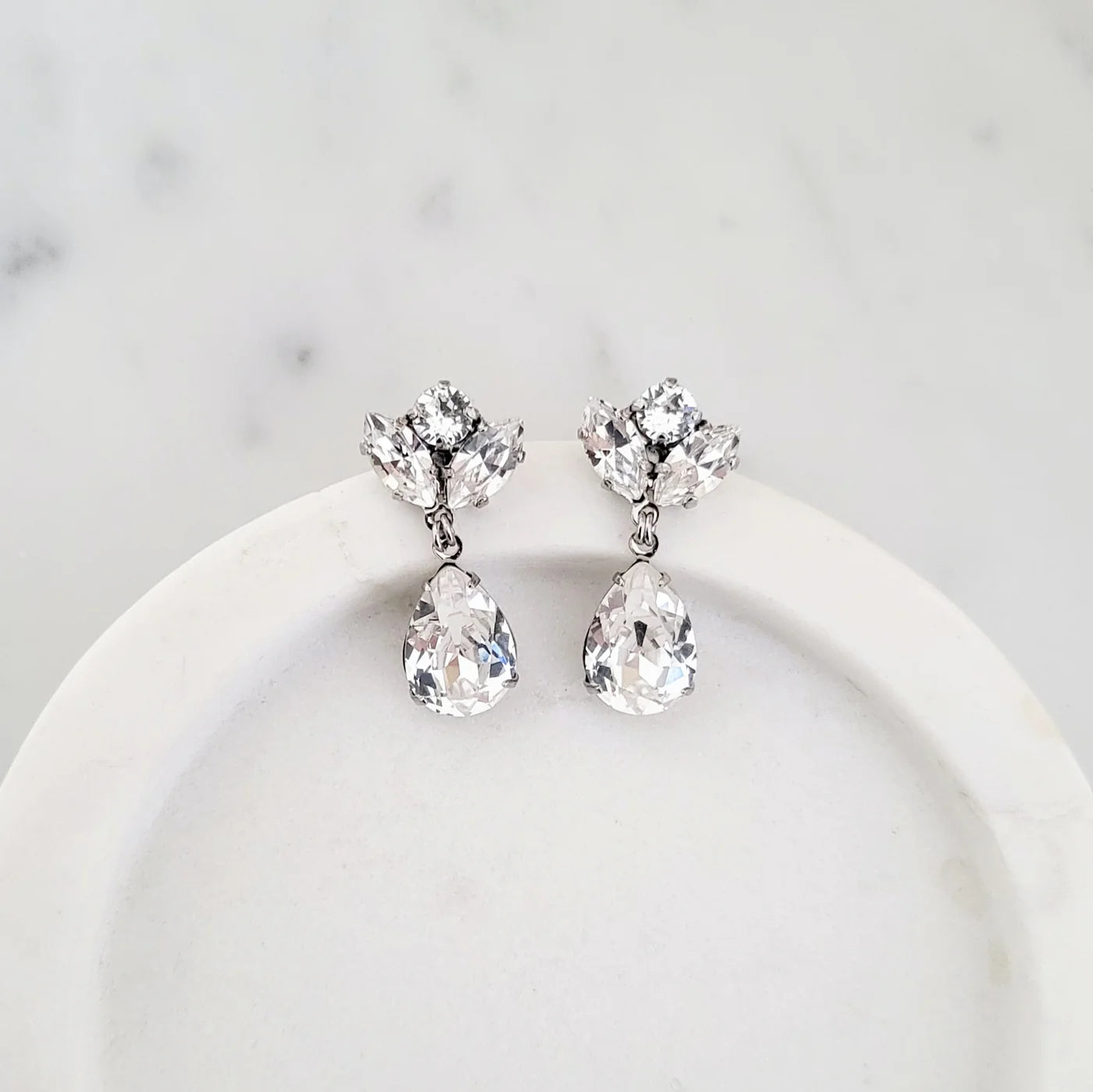 Mariah - Small Crystal Bridal Drop Earrings - Gold Plated