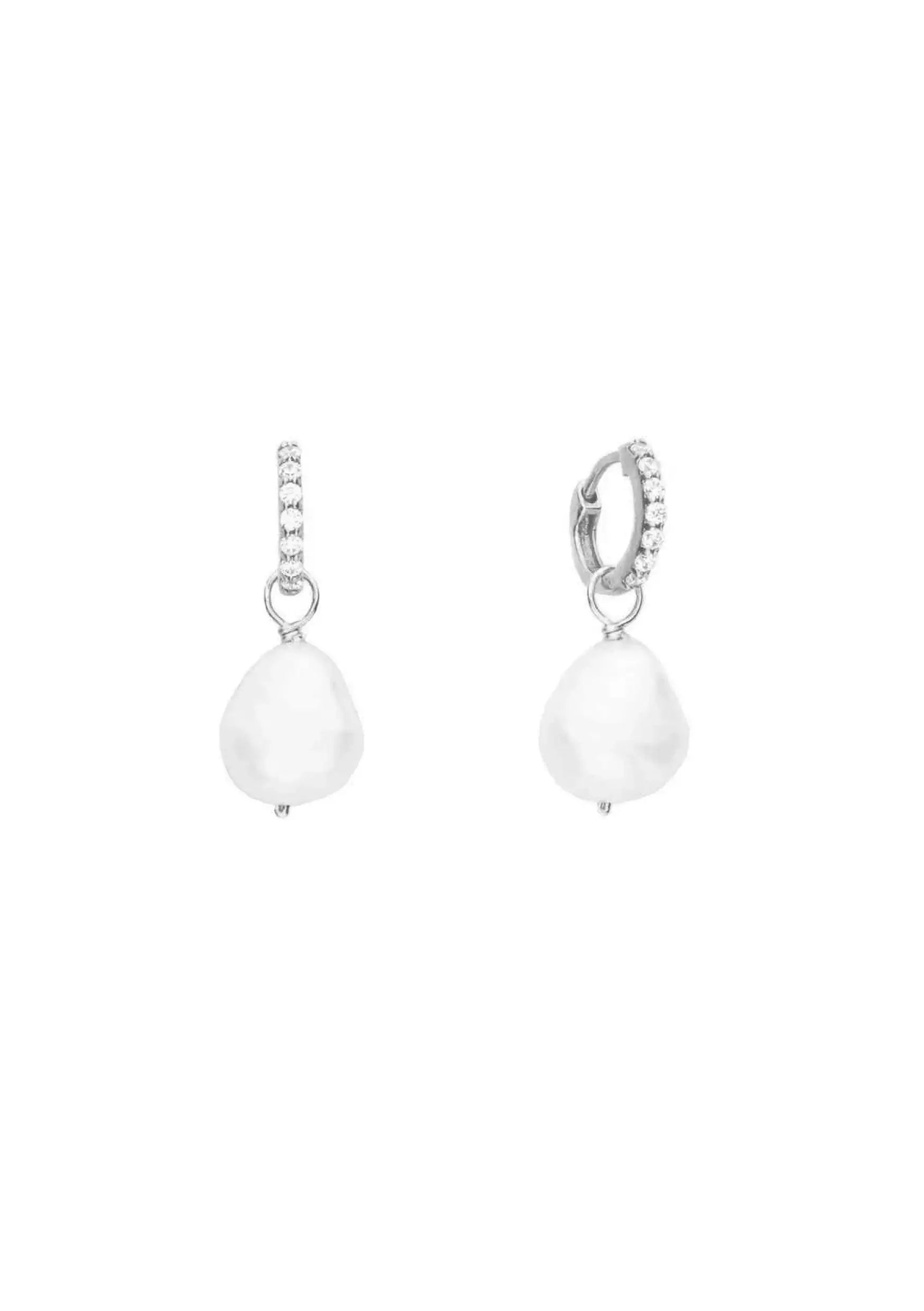 Buy Lola Knight - Ramona - Crystal Hoop Pearl Drop Earrings - Silver online | The White Collection Australia