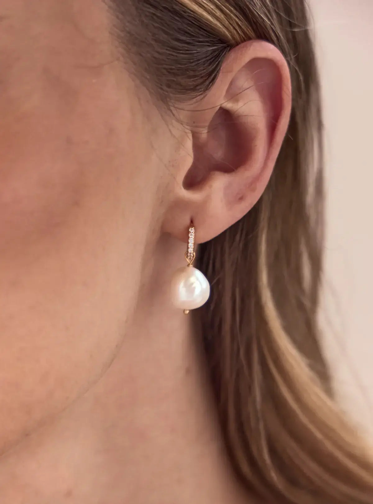 Buy Lola Knight - Ramona - Crystal Hoop Pearl Drop Bridal Earrings - 18K Gold online | The White Collection Australia