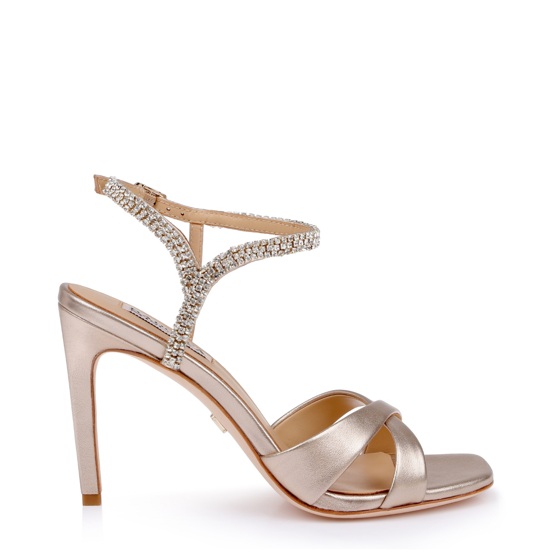 Reagan II - Crystal Embellished Ankle Strap Sandals - Champagne