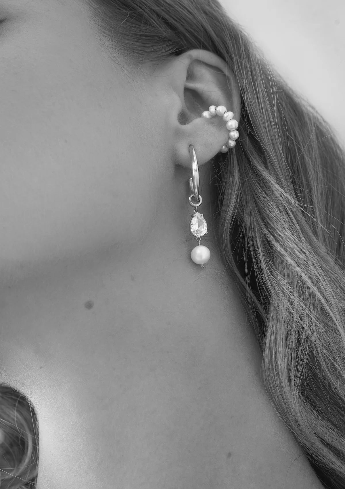 Buy Lola Knight - Riley - Crystal & Pearl Bridal Drop Earrings - Silver online | The White Collection Australia