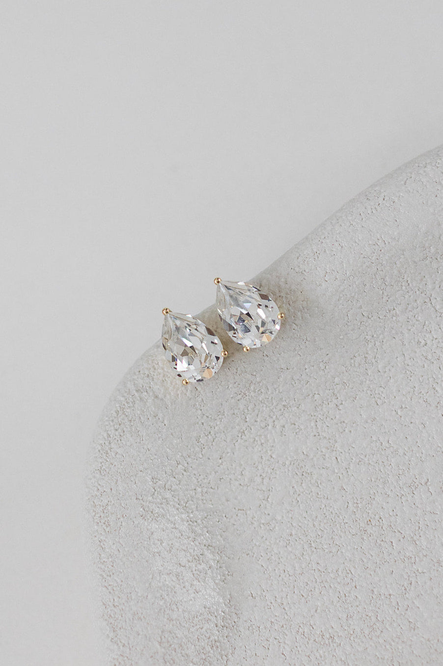Buy Ruby - Swarovski Crystal Teardrop Stud Clear Crystal Gold Earrings online | The White Collection Australia