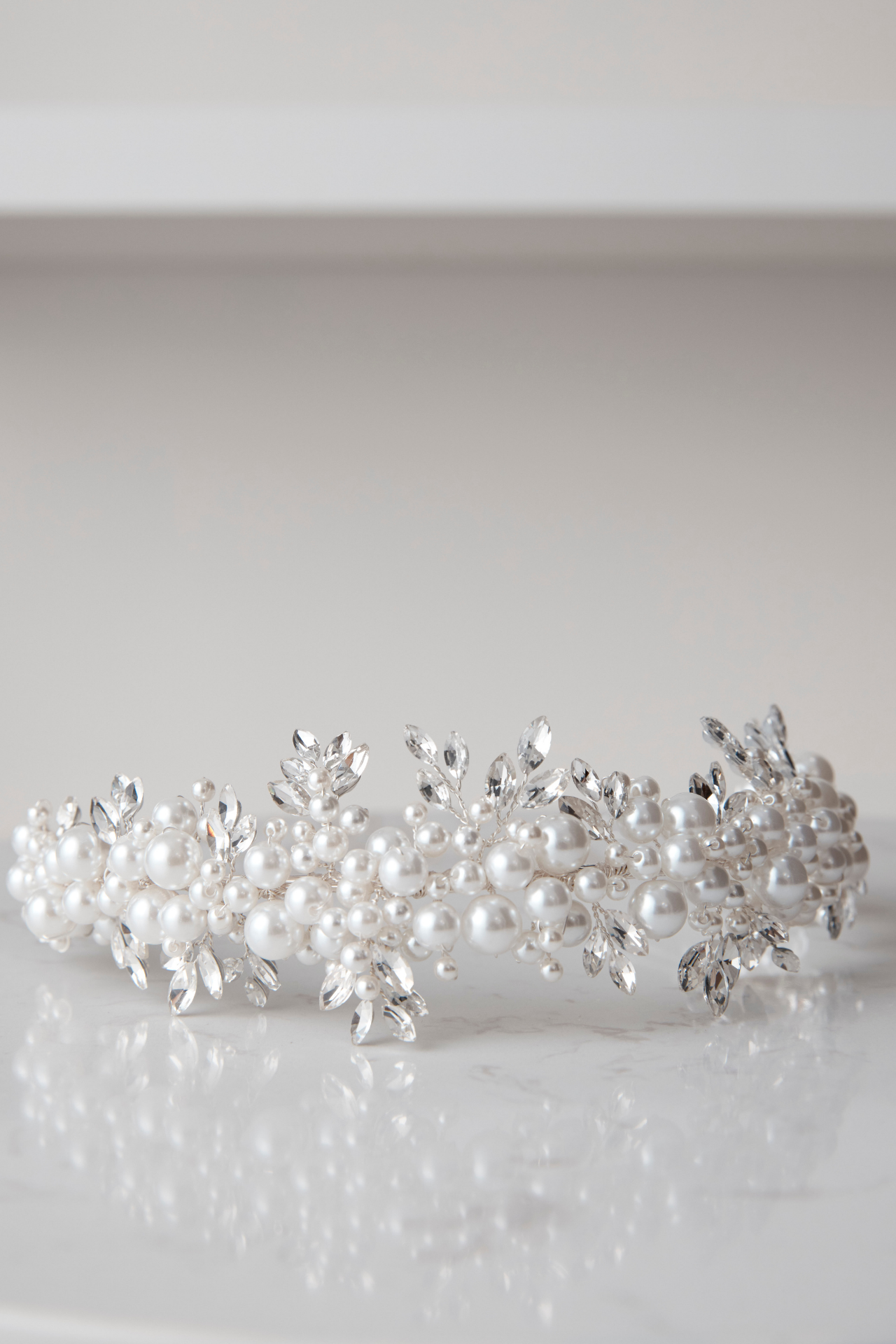 Jade - Pearl & Crystal Cluster Bridal Headband