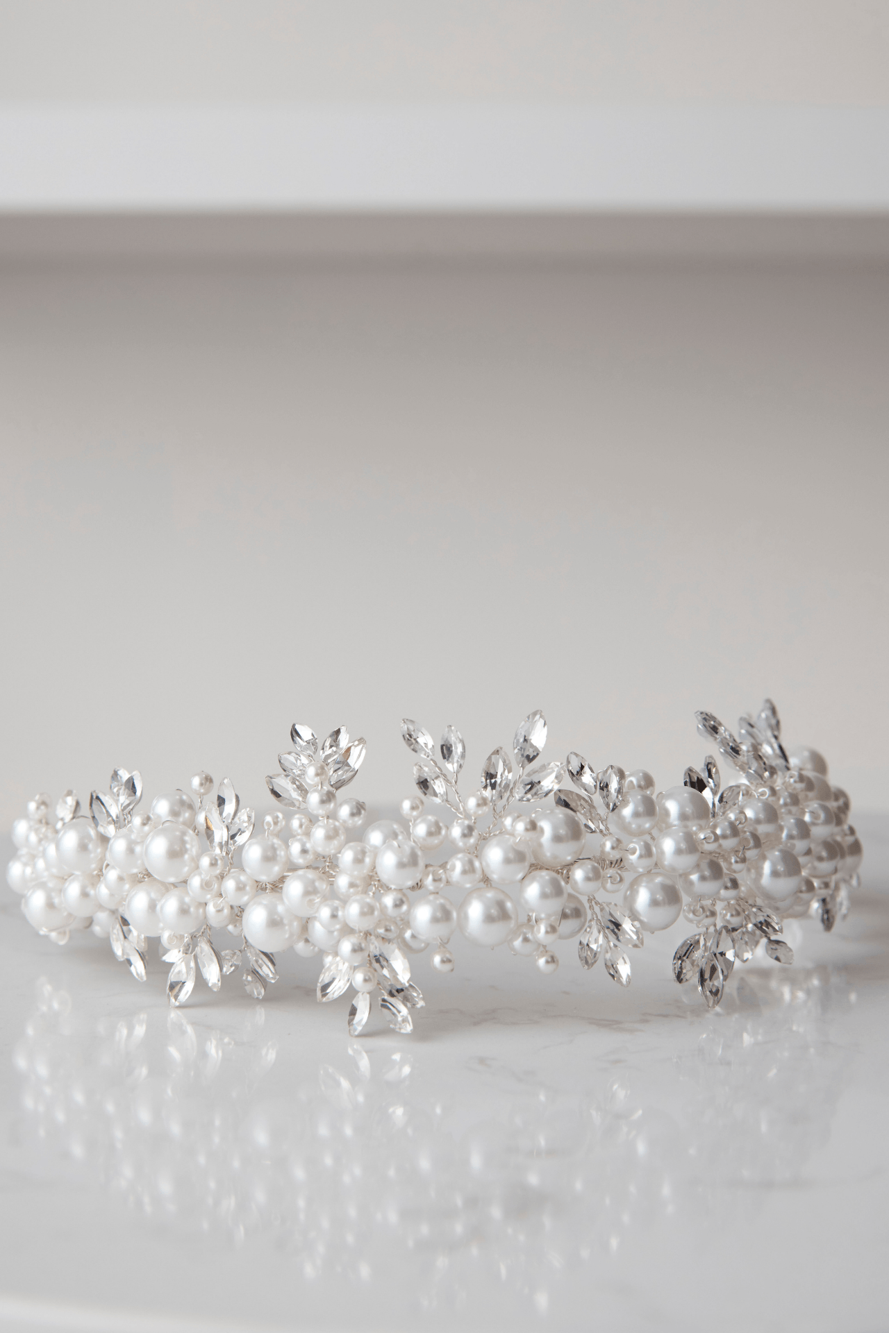 Buy Jade - Pearl & Crystal Cluster Bridal Headband online | The White Collection Australia