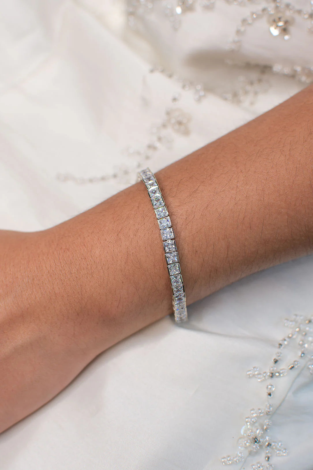 Buy Lilibeth - Brilliant Square Cut Crystal Bridal Tennis Bracelet online | The White Collection Australia