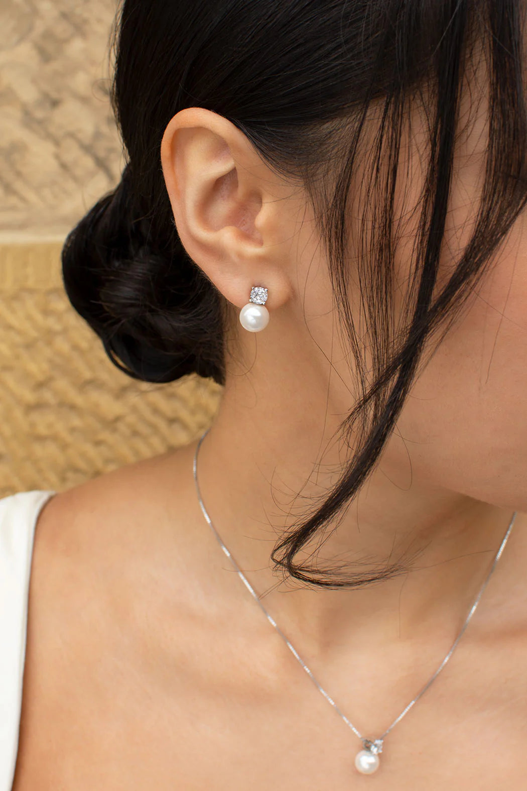 Anne Pearl and Swarovski Crystal Bridal Stud Earrings โ The