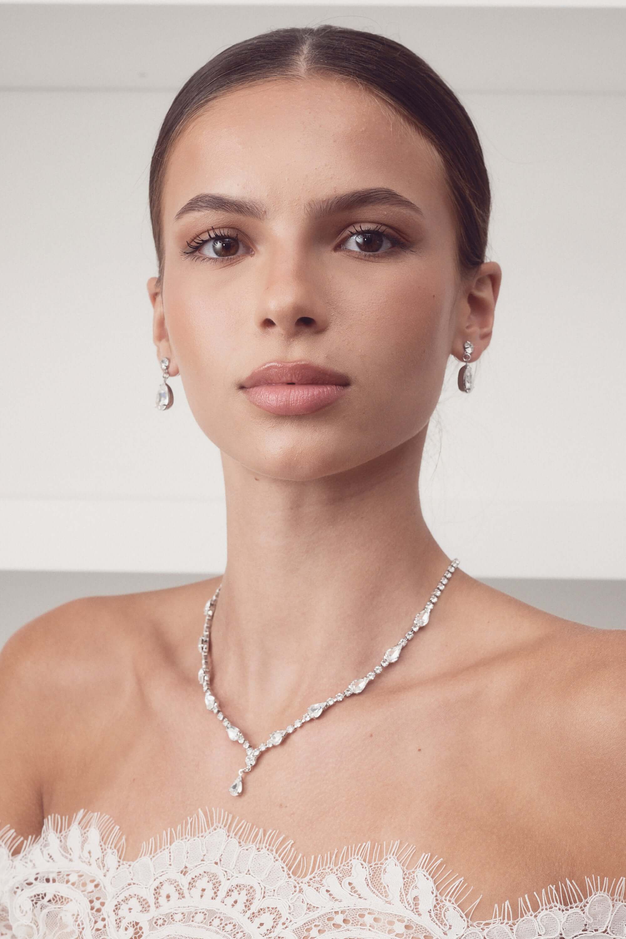 Buy Natasha - Classic Teardrop Crystal Bridal Necklace online | The White Collection Australia