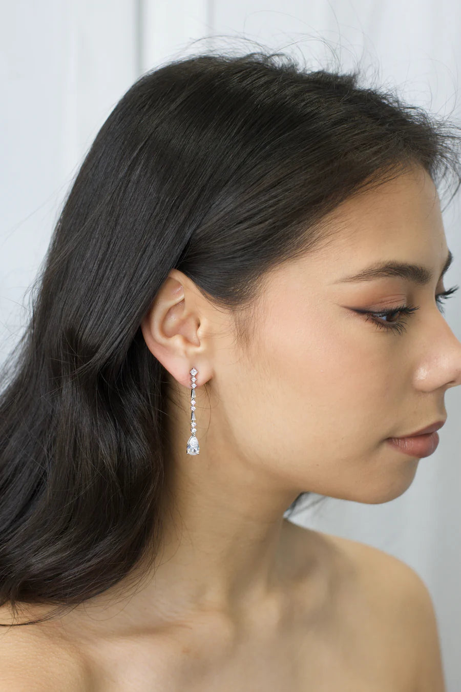 Regina - Long Crystal Drop Bridal Earrings