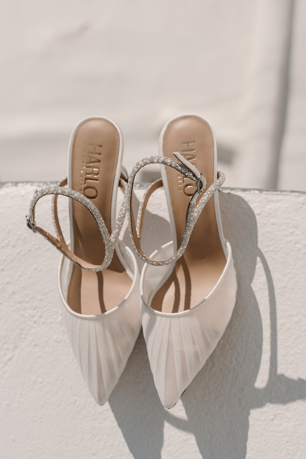 Georgia Pearl - White Tulle Point with Crystal and Pearl Strap