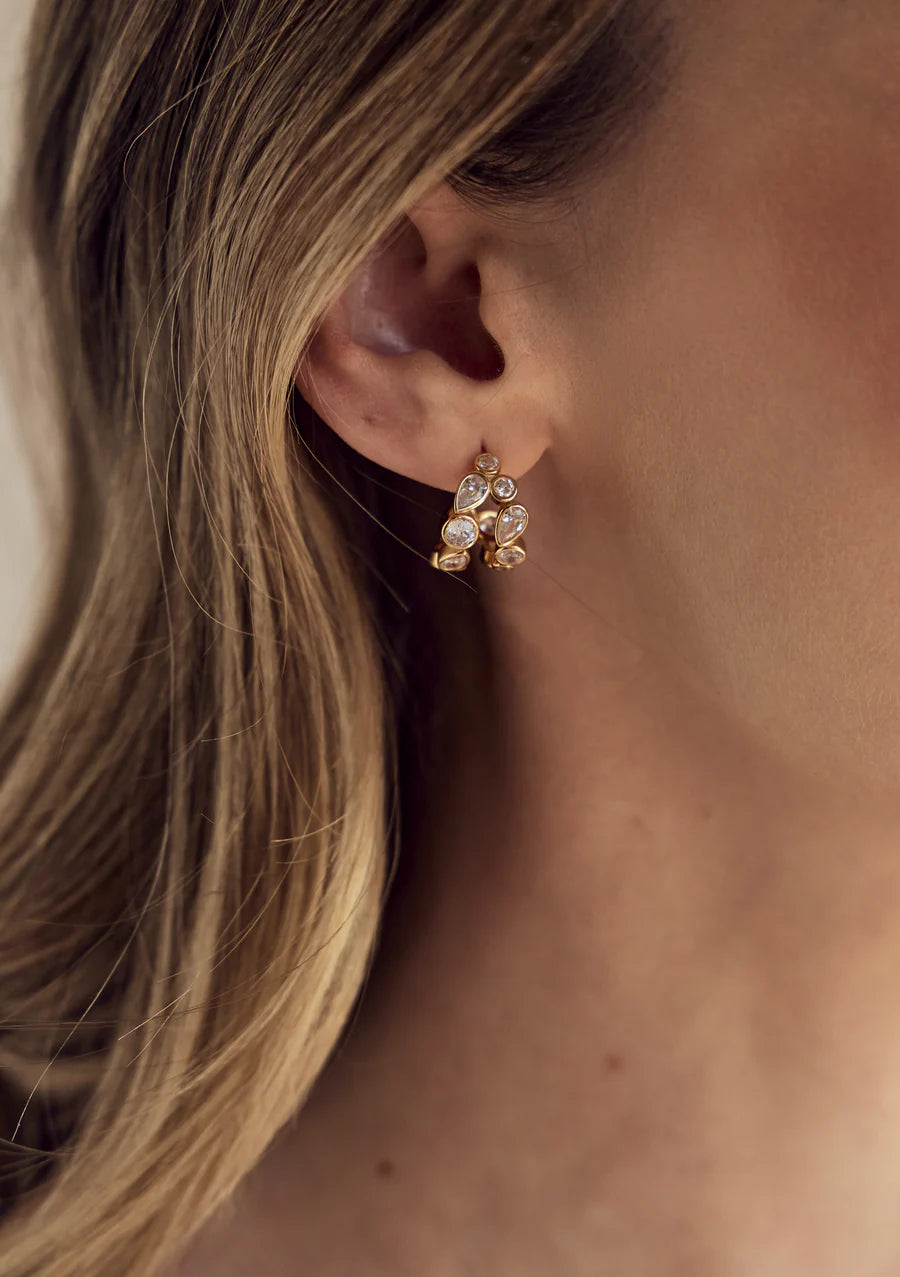 Lola Knight Sia Crystal Bridal Hoop Earrings 18K Gold – The