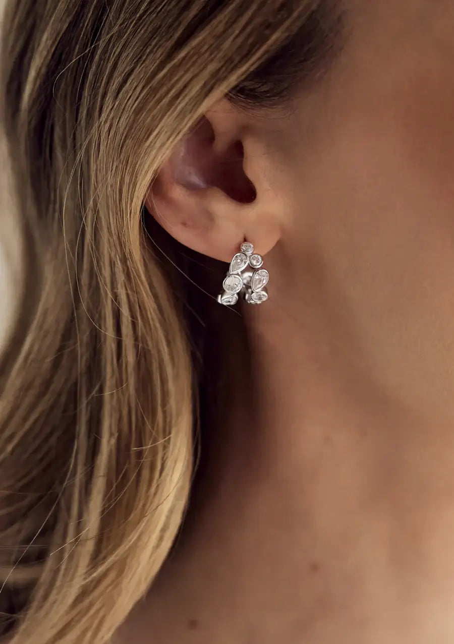 Buy Lola Knight - Sia - Crystal Bridal Hoop Earrings - Silver online | The White Collection Australia