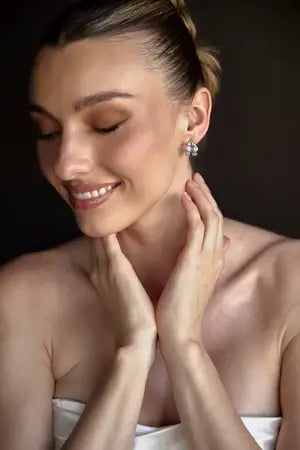 Buy Lola Knight - Sia - Crystal Bridal Hoop Earrings - Silver online | The White Collection Australia