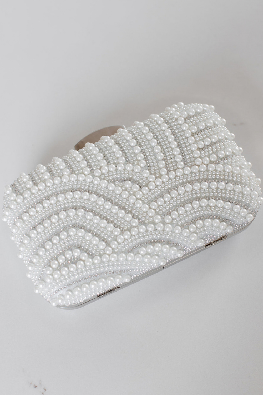 Buy Sirena - Wave Pearl Box Clutch - Silver online | The White Collection Australia