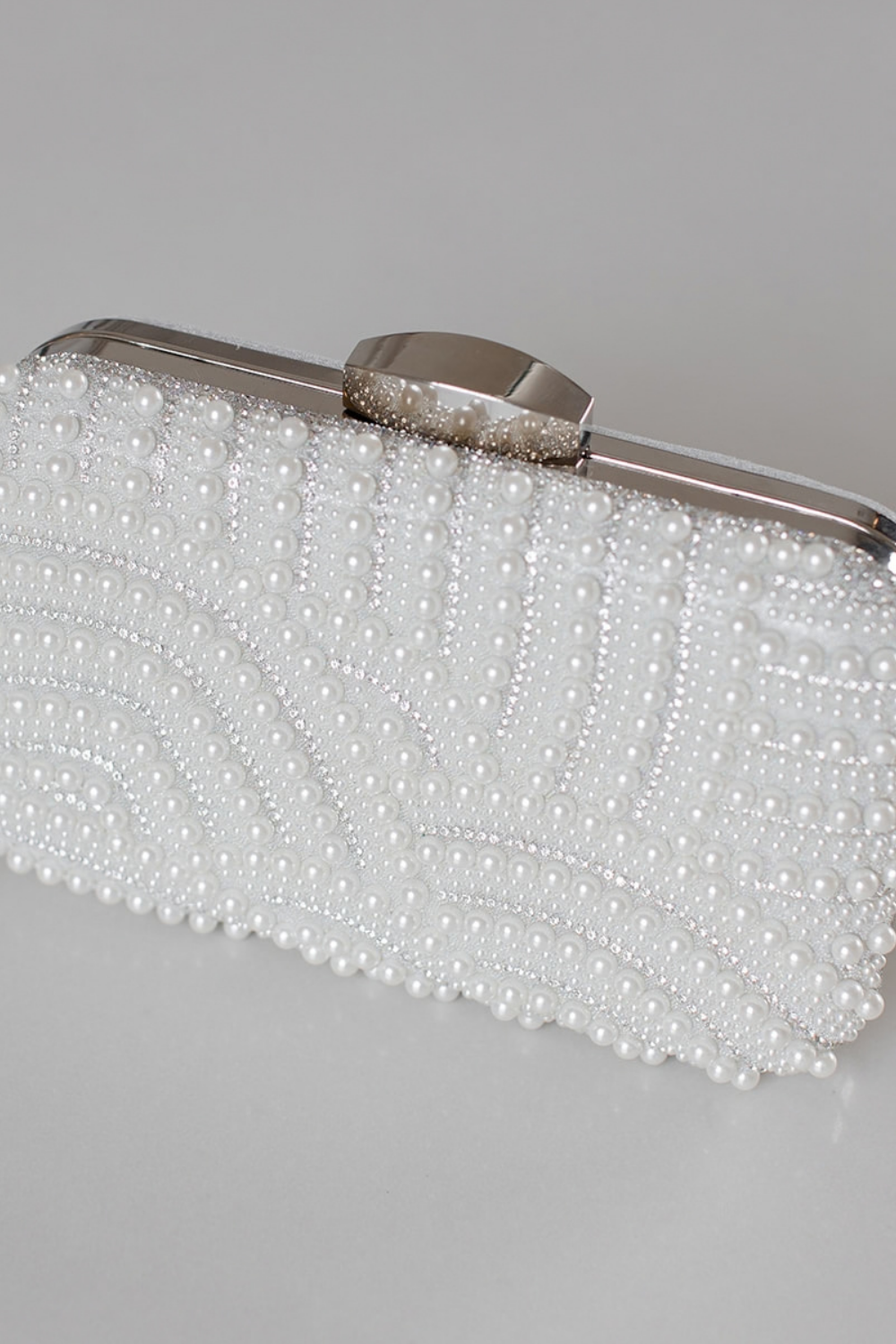 Buy Sirena - Wave Pearl Box Clutch - Silver online | The White Collection Australia