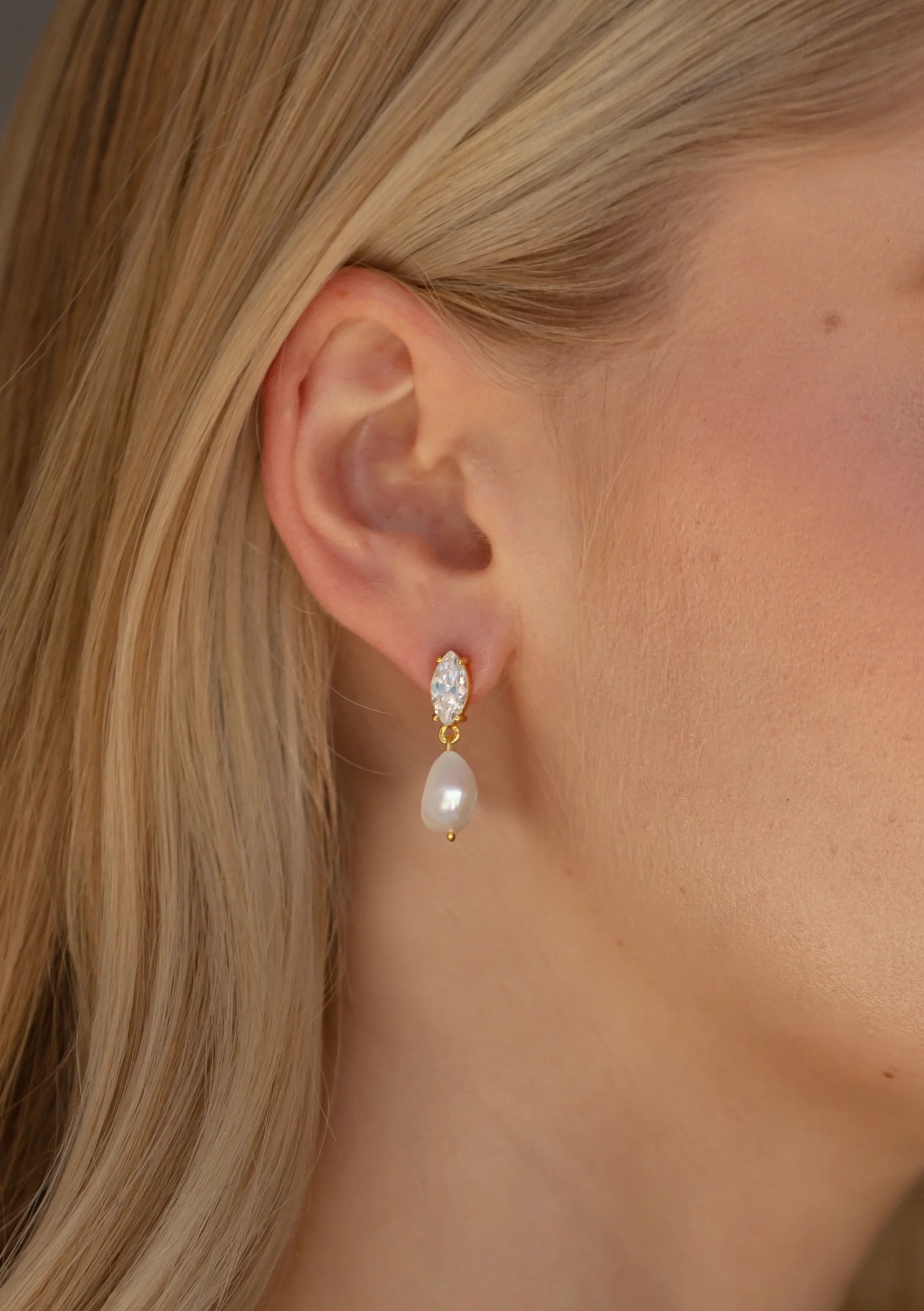 Buy Lola Knight - Skylar Mini - Crystal And Pearl Drop Bridal Earrings - Gold online | The White Collection Australia