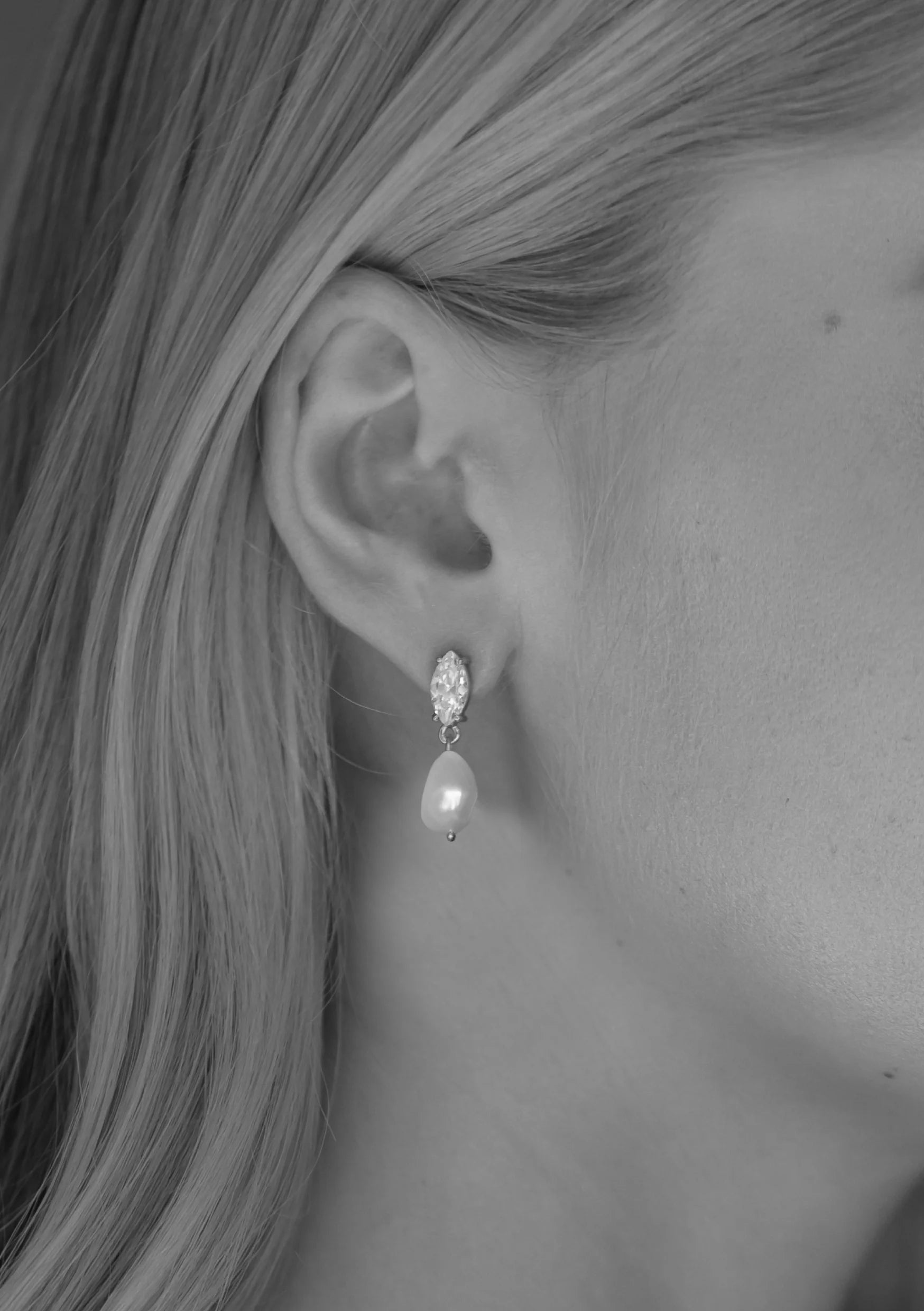 Buy Lola Knight - Skylar Mini - Crystal And Pearl Bridal Drop Earrings - Silver online | The White Collection Australia