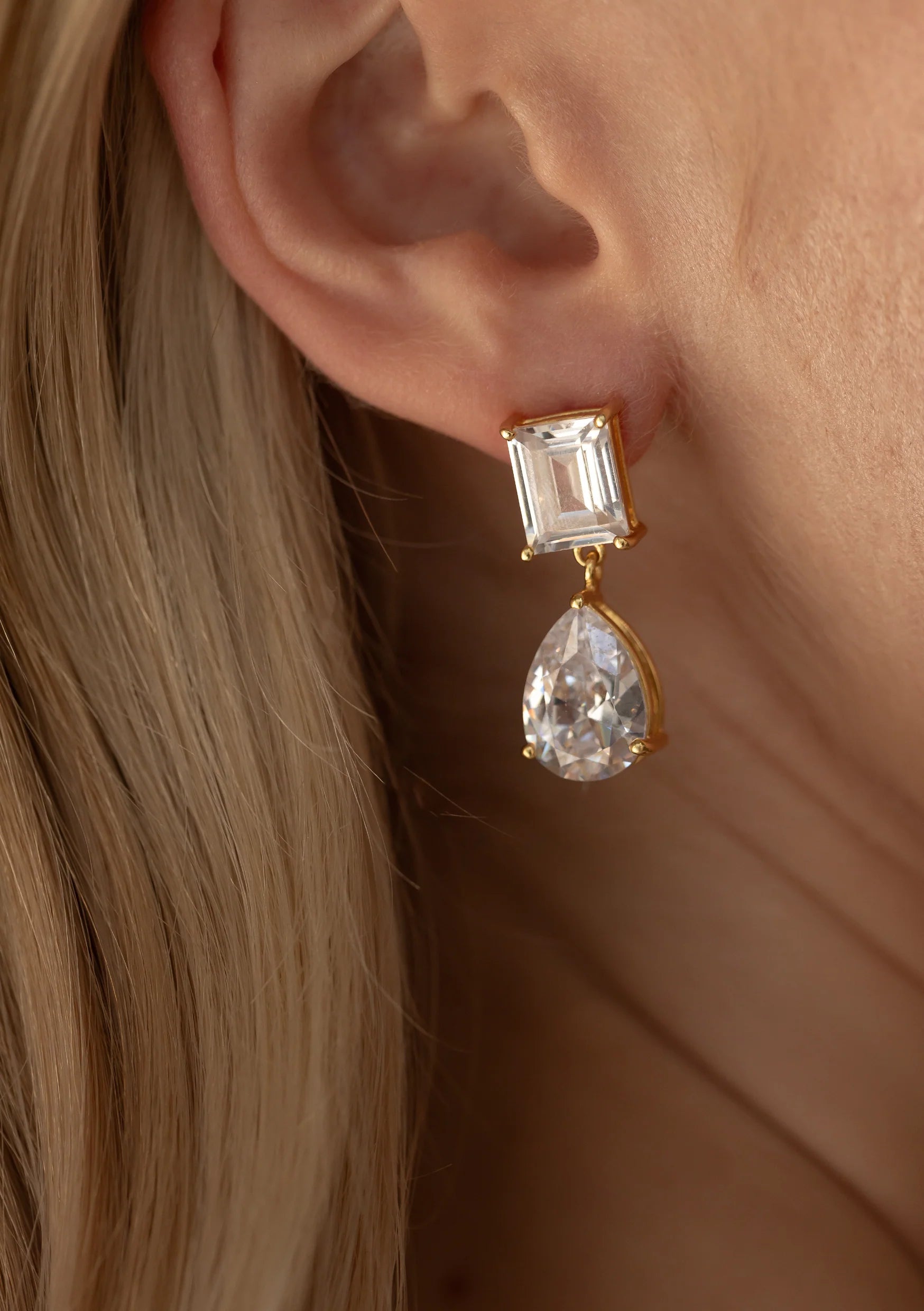 Buy Lola Knight - Sol - Crystal Drop Bridal Earrings - Gold online | The White Collection Australia