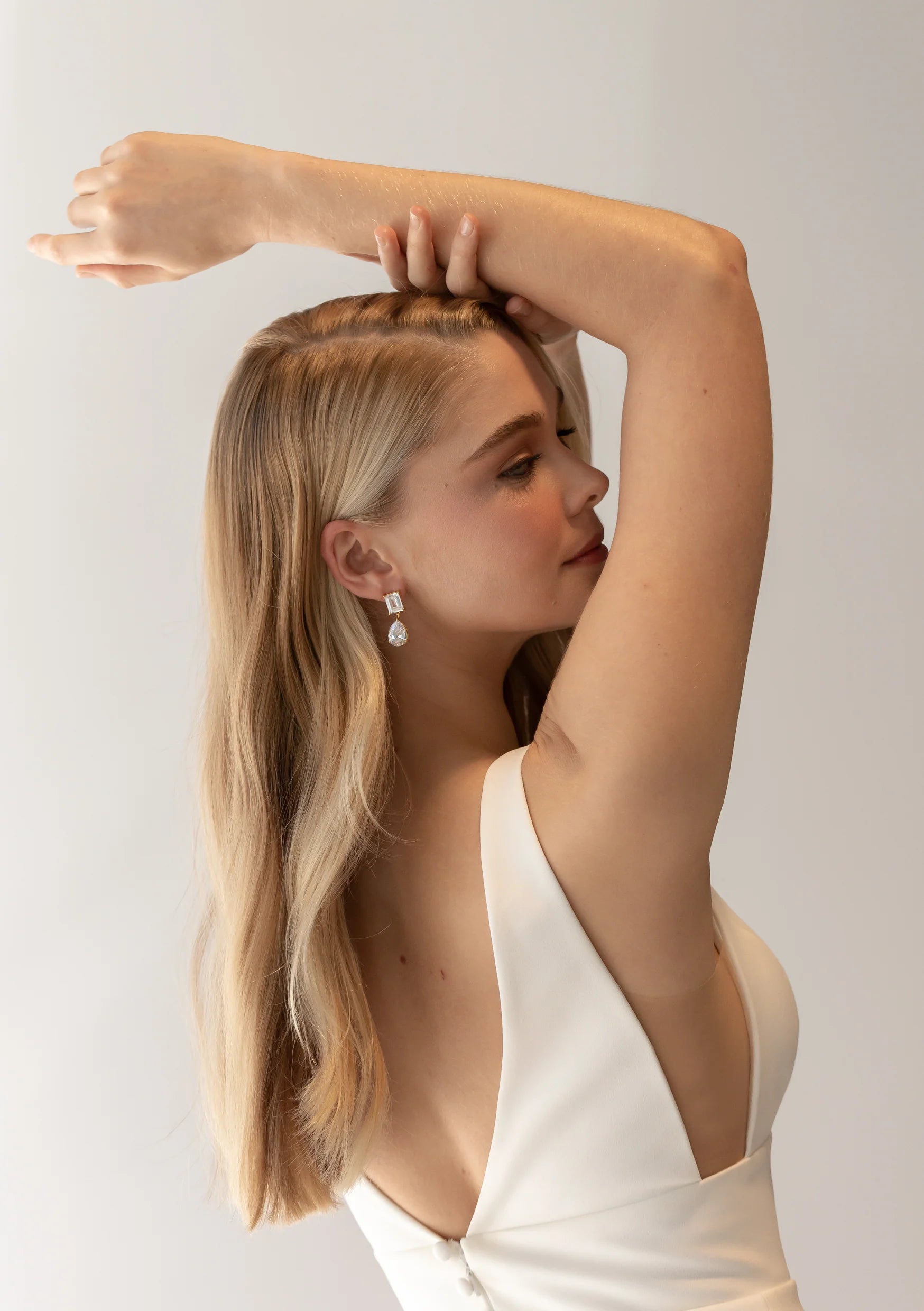Buy Lola Knight - Sol - Crystal Drop Bridal Earrings - Gold online | The White Collection Australia