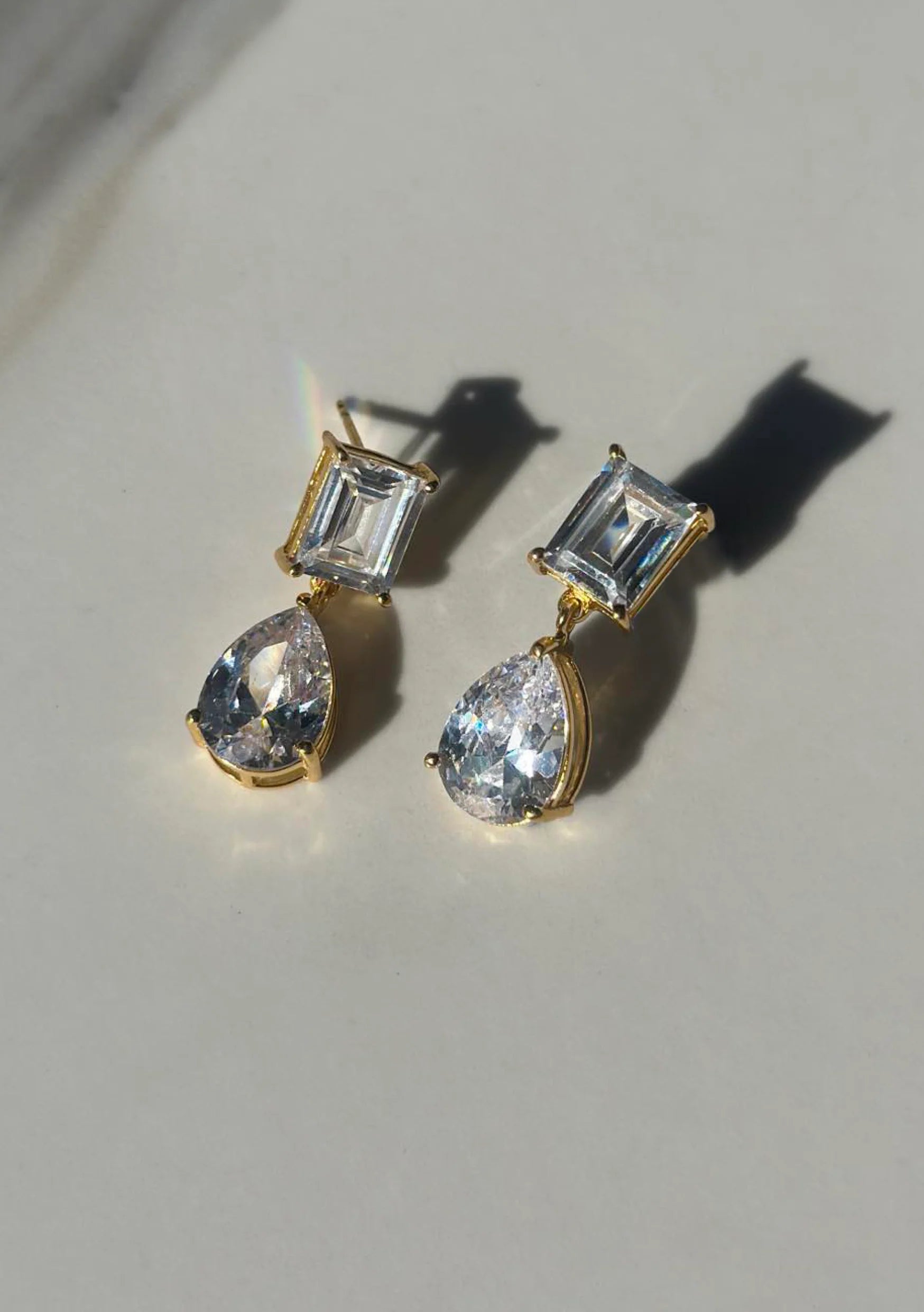 Lola Knight - Sol - Crystal Drop Bridal Earrings - Gold