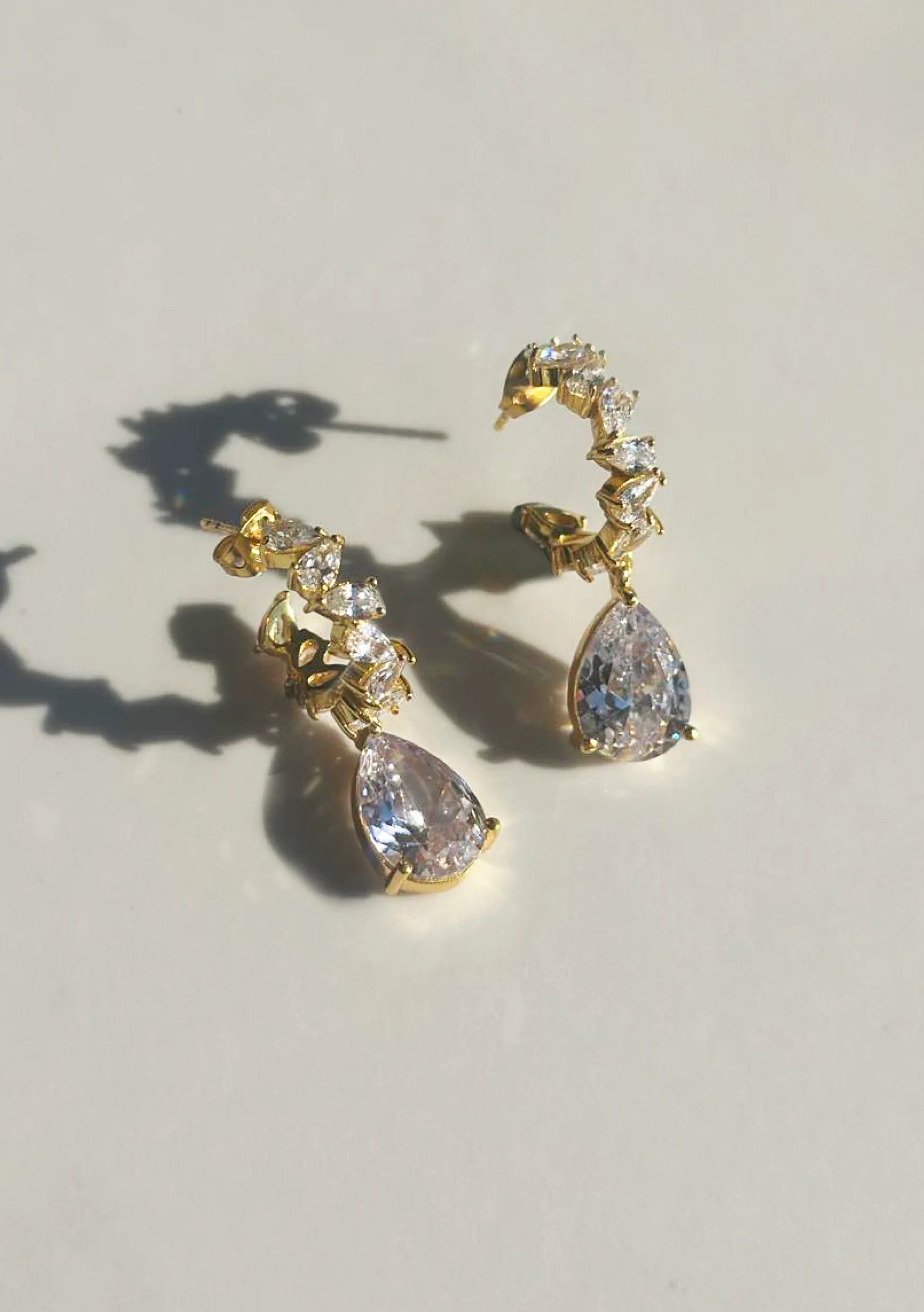 Buy Lola Knight - Stella - Crystal Drop Bridal Earrings - Gold online | The White Collection Australia