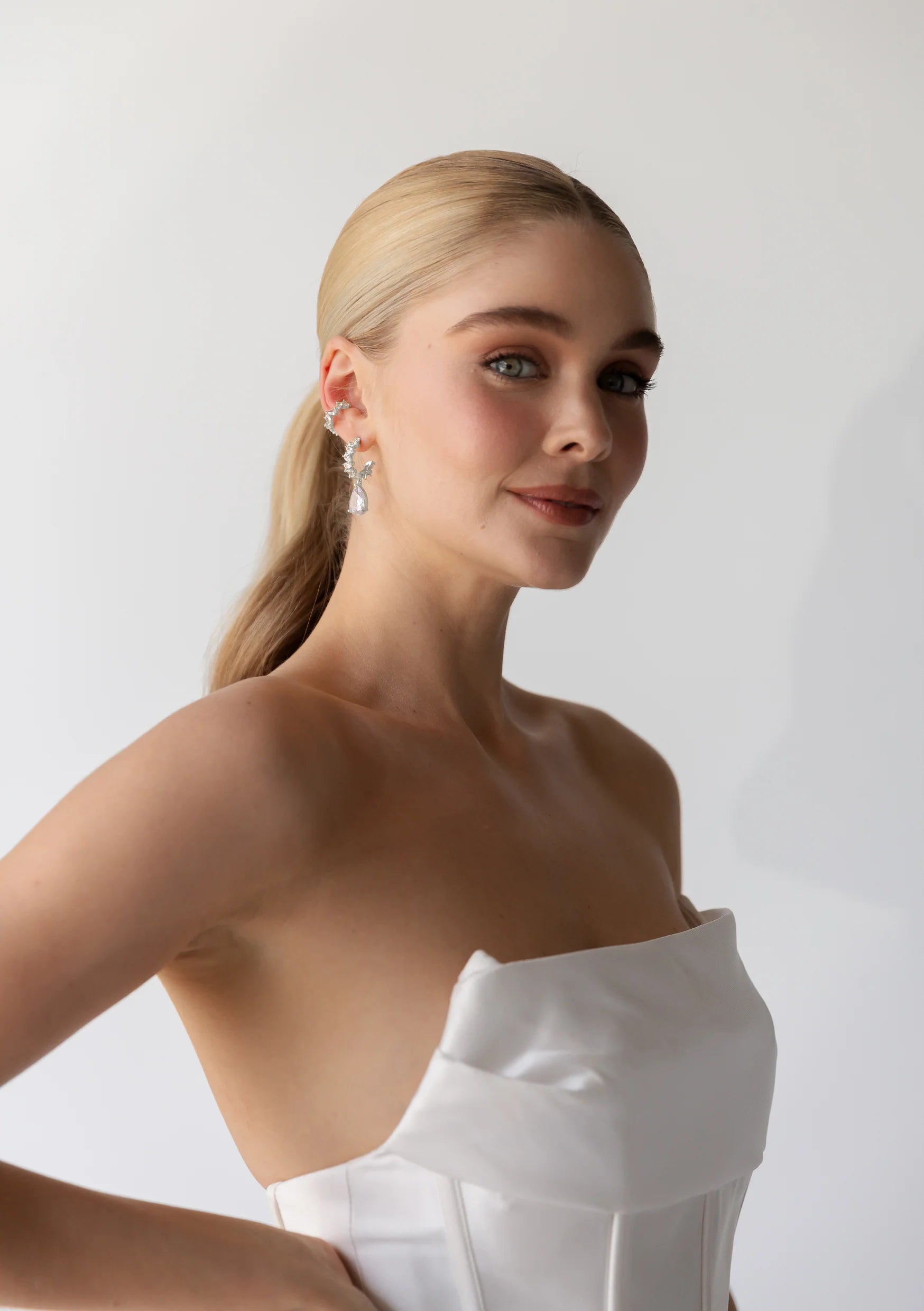 Lola Knight - Stella - Crystal Bridal Drop Earrings - Silver