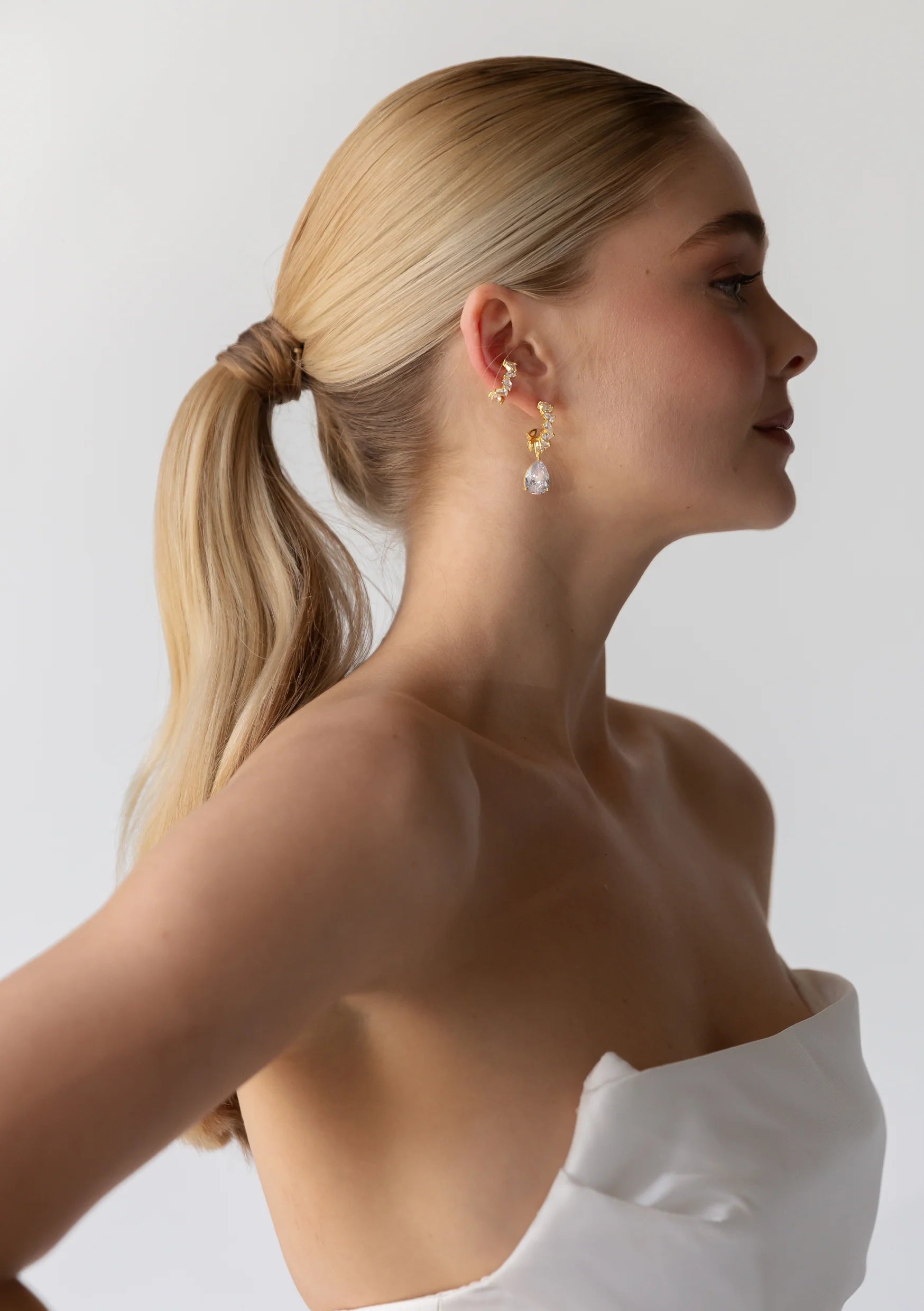 Buy Lola Knight - Stella - Crystal Drop Bridal Earrings - Gold online | The White Collection Australia