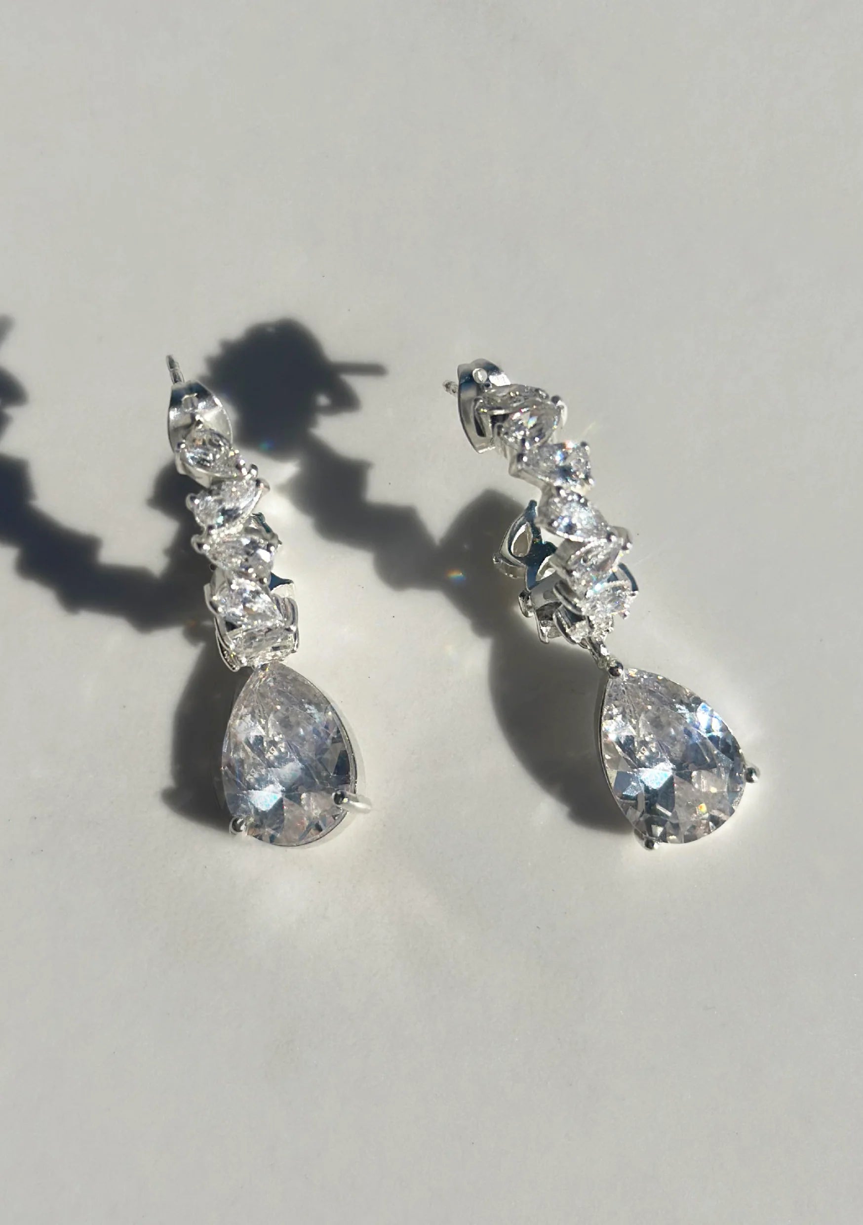 Lola Knight - Stella - Crystal Bridal Drop Earrings - Silver