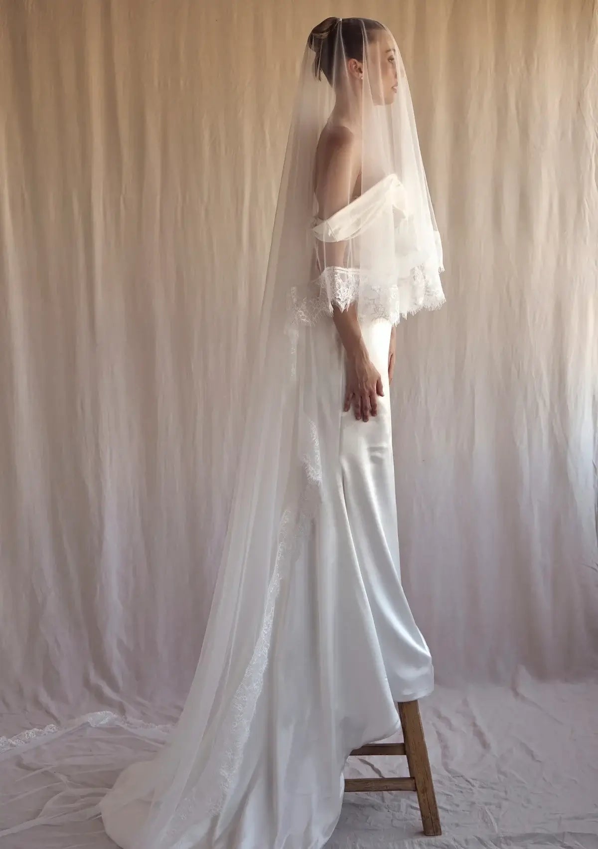 Buy Lola Knight - Stevie - Ivory Mantilla Lace Wedding Veil online | The White Collection Australia