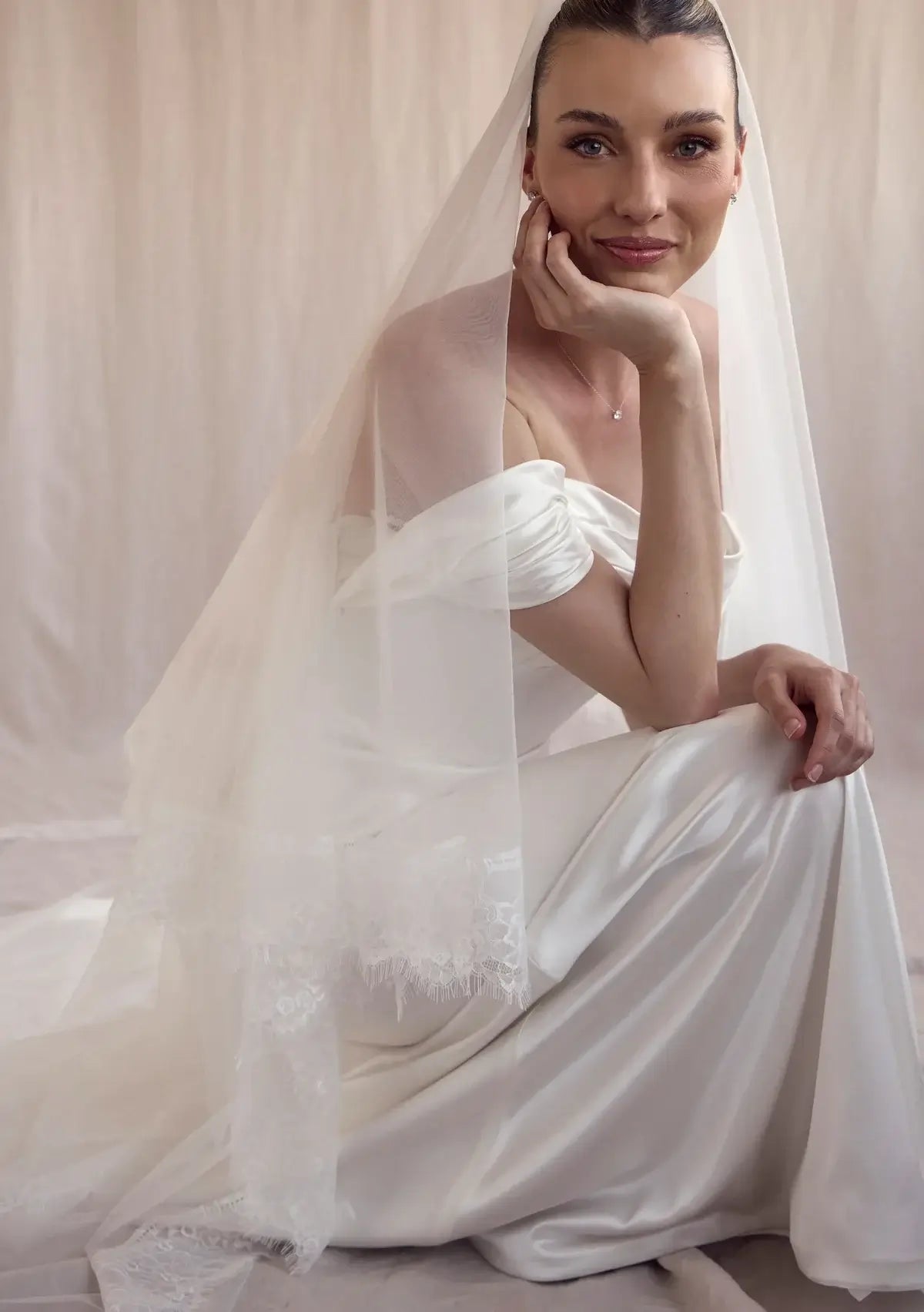Buy Lola Knight - Stevie - Ivory Mantilla Lace Wedding Veil online | The White Collection Australia