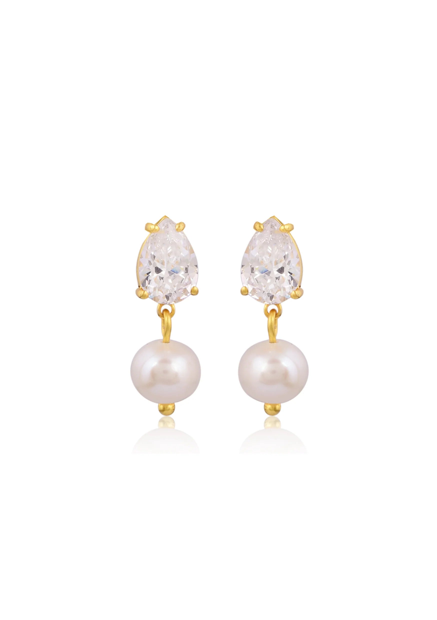 Buy Lola Knight - Sutton - Pearl & Teardrop Crystal Earrings - 18K Gold online | The White Collection Australia