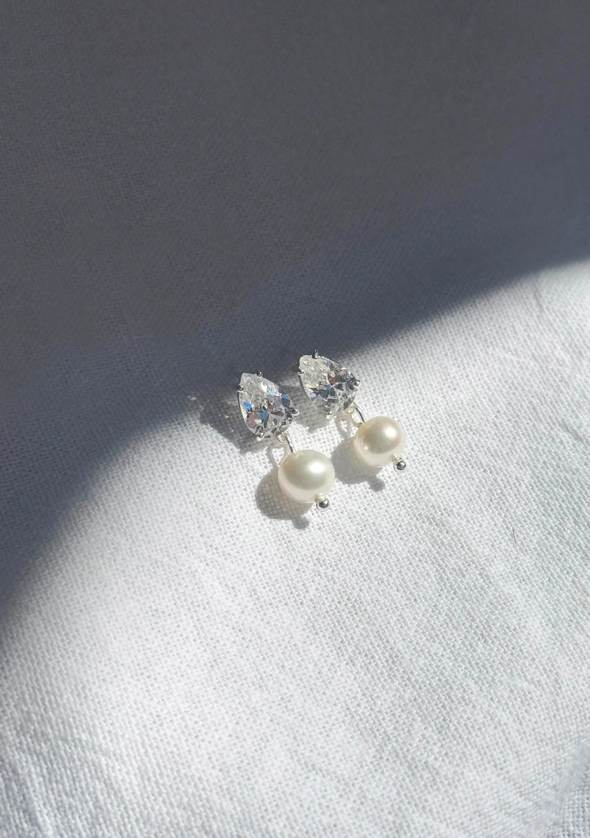 Buy Lola Knight - Sutton - Pearl & Teardrop Crystal Earrings - Silver online | The White Collection Australia