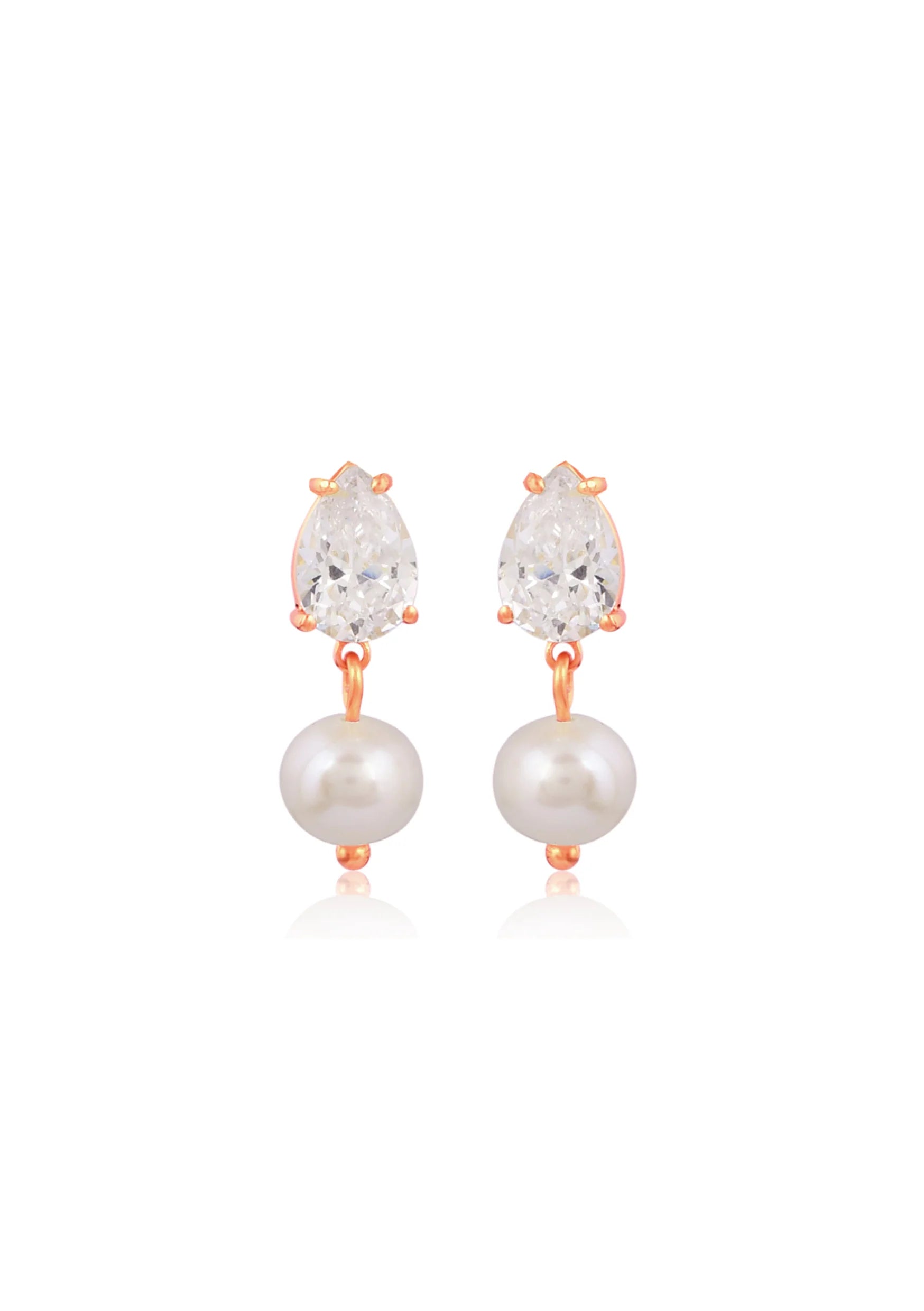 Buy Lola Knight - Sutton - Pearl & Teardrop Crystal Earrings - Rose Gold online | The White Collection Australia