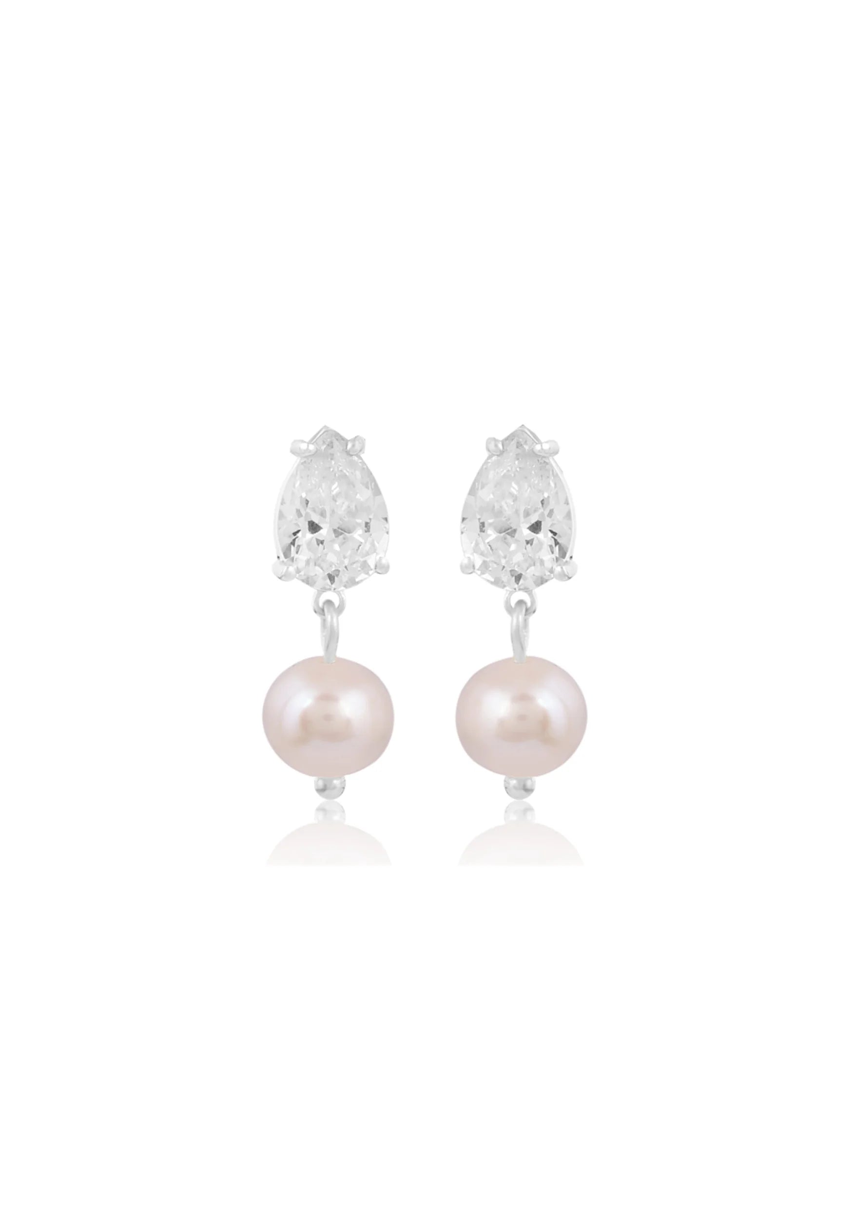 Buy Lola Knight - Sutton - Pearl & Teardrop Crystal Earrings - Silver online | The White Collection Australia