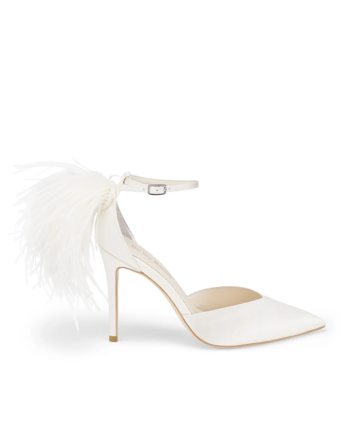 Tate - Feather Detail Statement Wedding Shoes - Ivory
