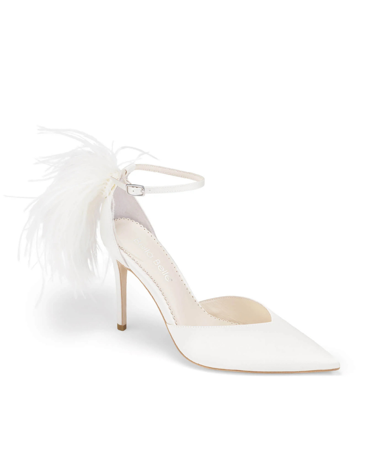 Tate - Feather Detail Statement Wedding Shoes - Ivory