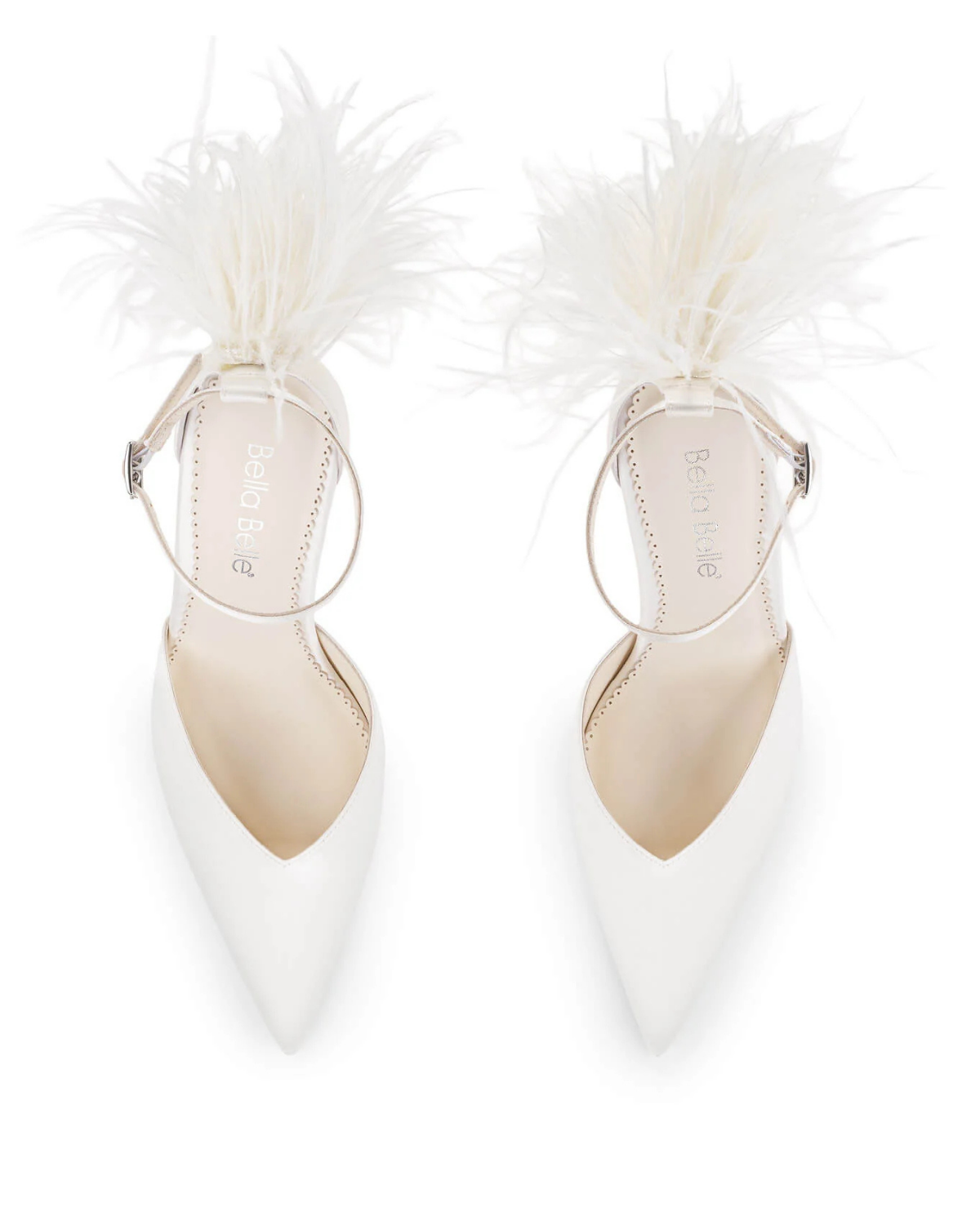 Tate - Feather Detail Statement Wedding Shoes - Ivory