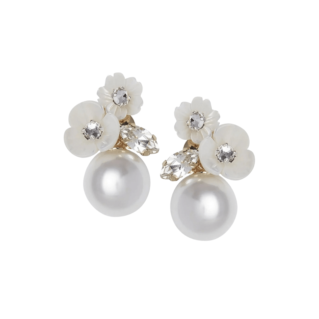 Buy Elizabeth Bower - Trill Duet - Pearl Floral Earrings - Gold online | The White Collection Australia