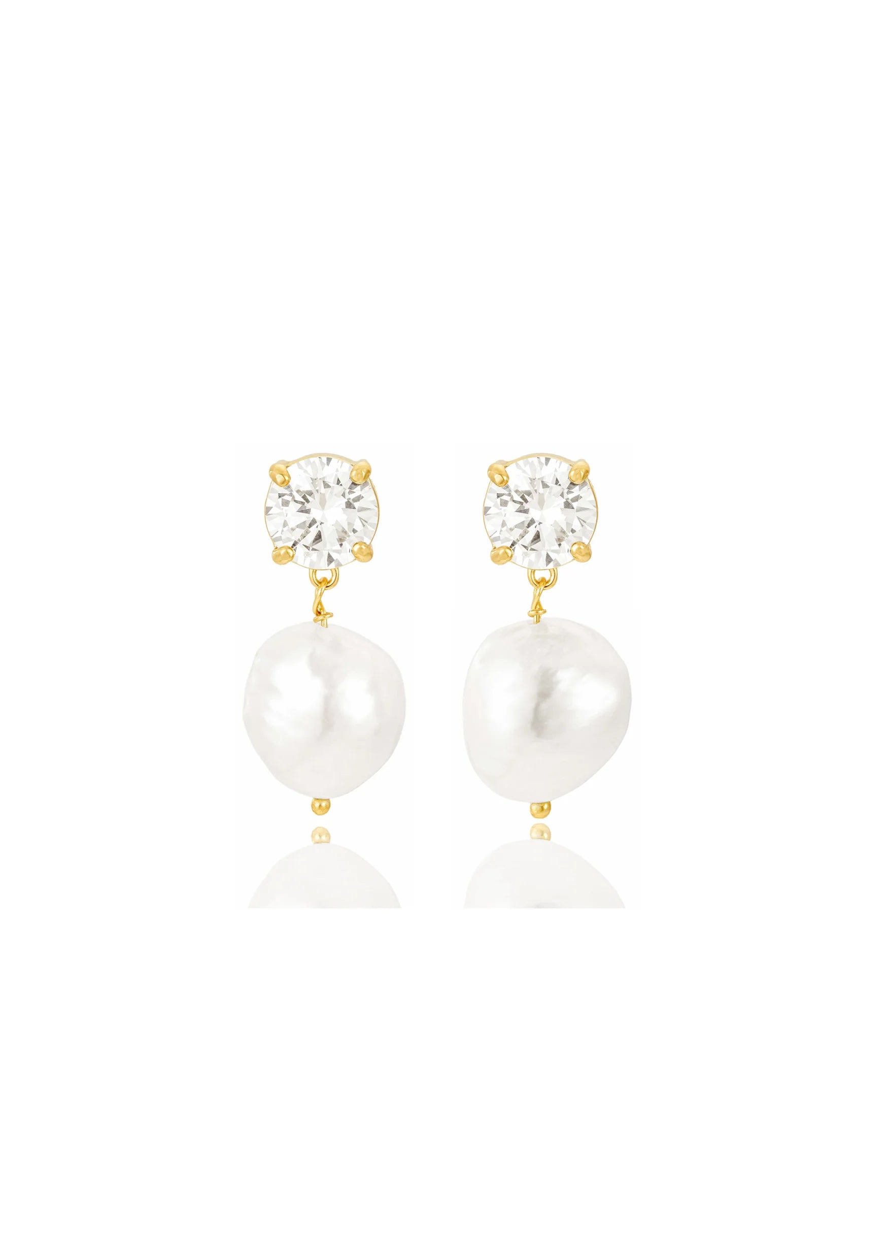 Buy Lola Knight - Violet - Crystal & Pearl Drop Bridal Earrings - 18K Gold online | The White Collection Australia