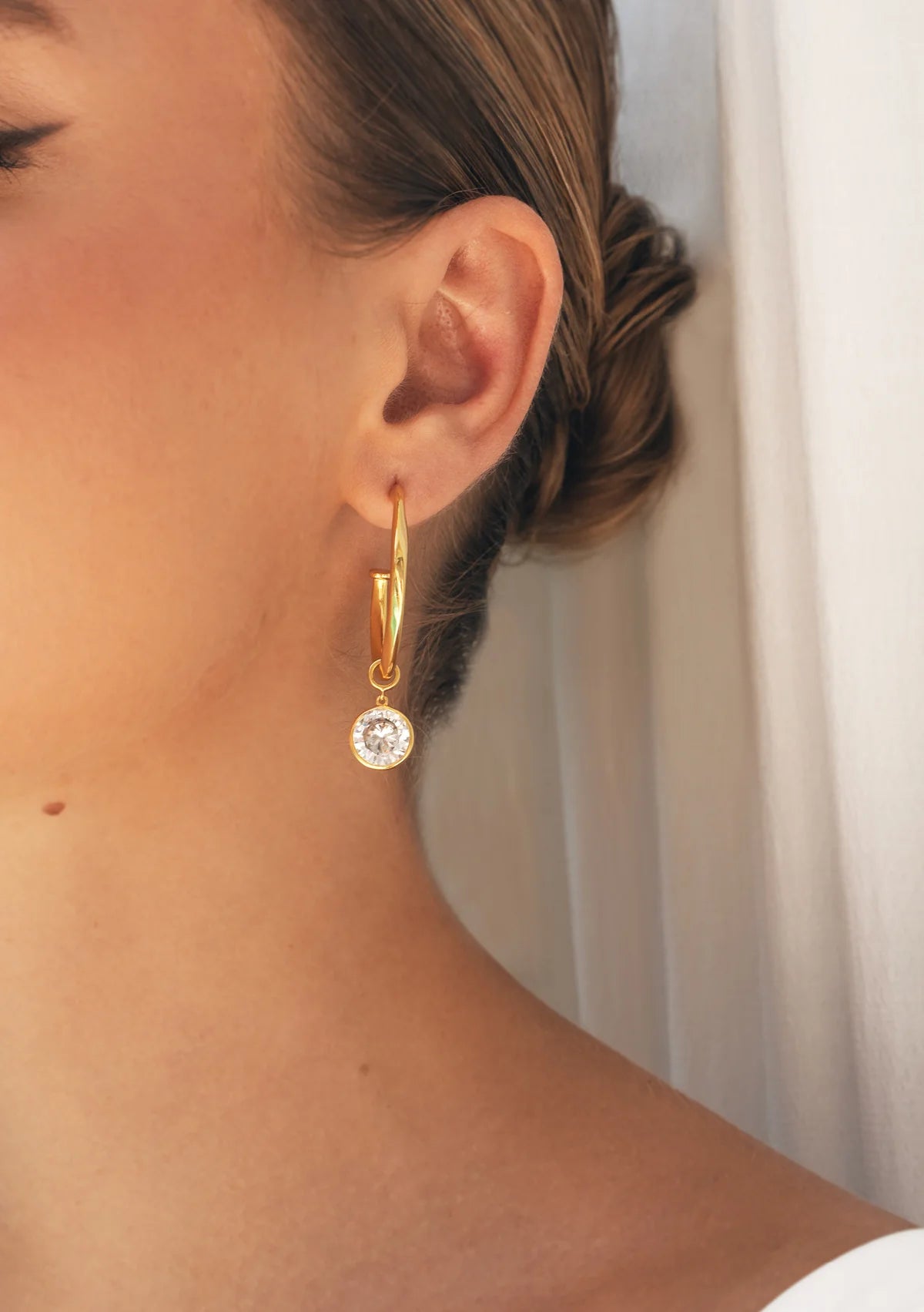 Buy Lola Knight - Vivienne - Crystal Charm Drop Bridal Earrings - 18K Gold online | The White Collection Australia