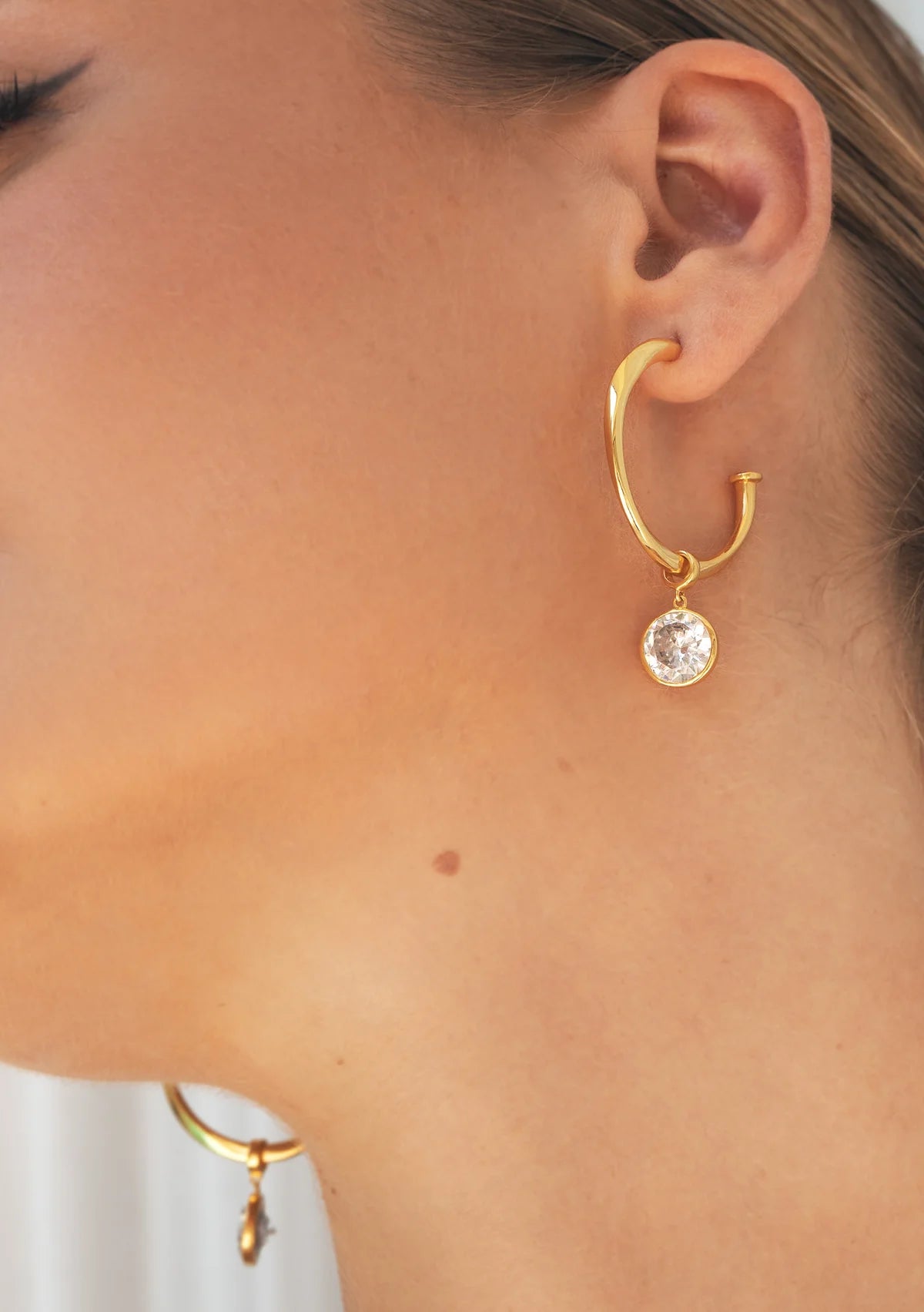 Lola Knight - Vivienne - Crystal Charm Drop Bridal Earrings - 18K Gold