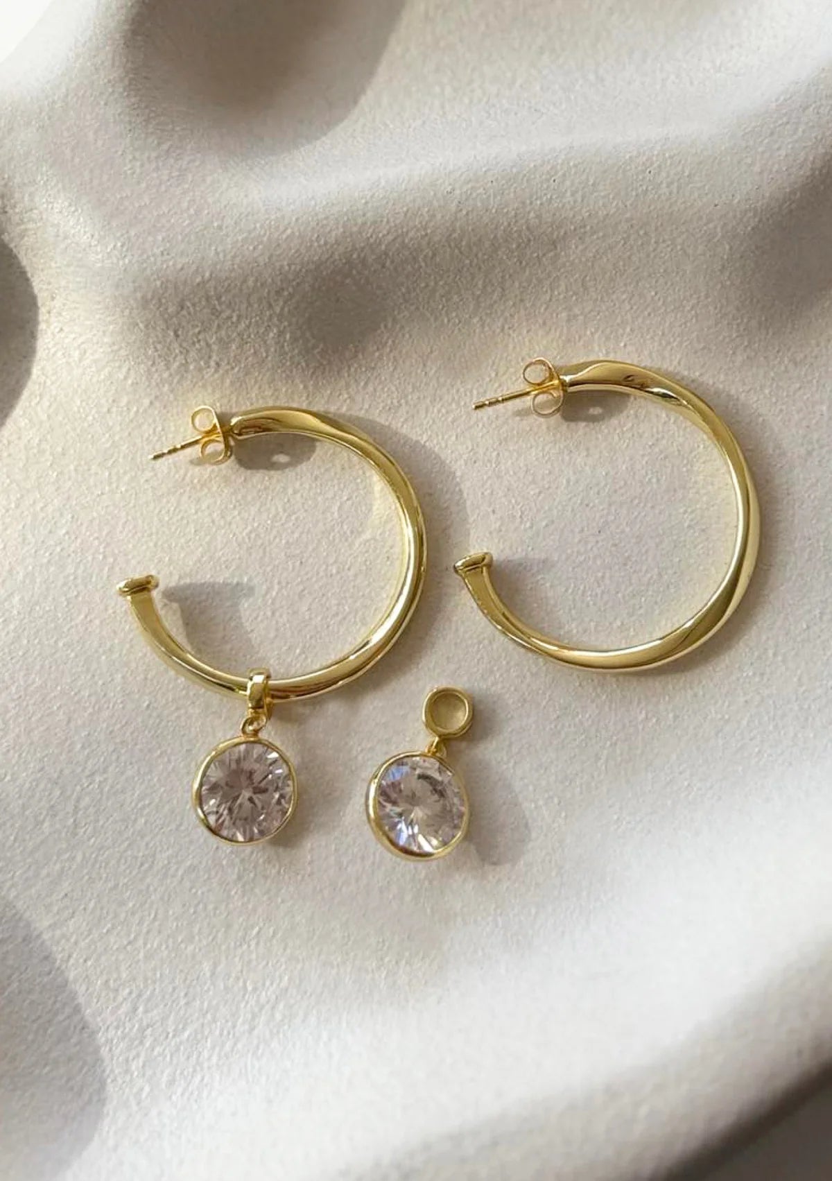 Lola Knight - Vivienne - Crystal Charm Drop Bridal Earrings - 18K Gold