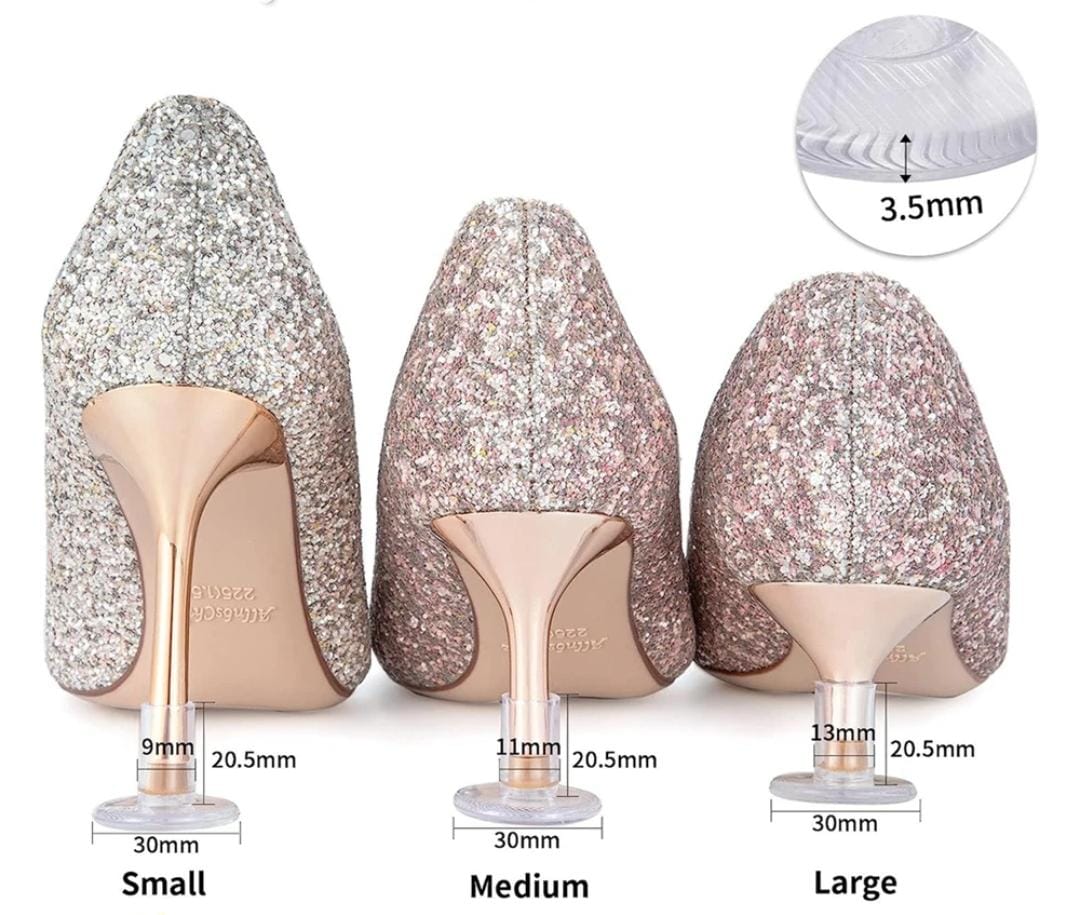 Clear Heel Stoppers - Prevent your heels from sinking into grass and mud
