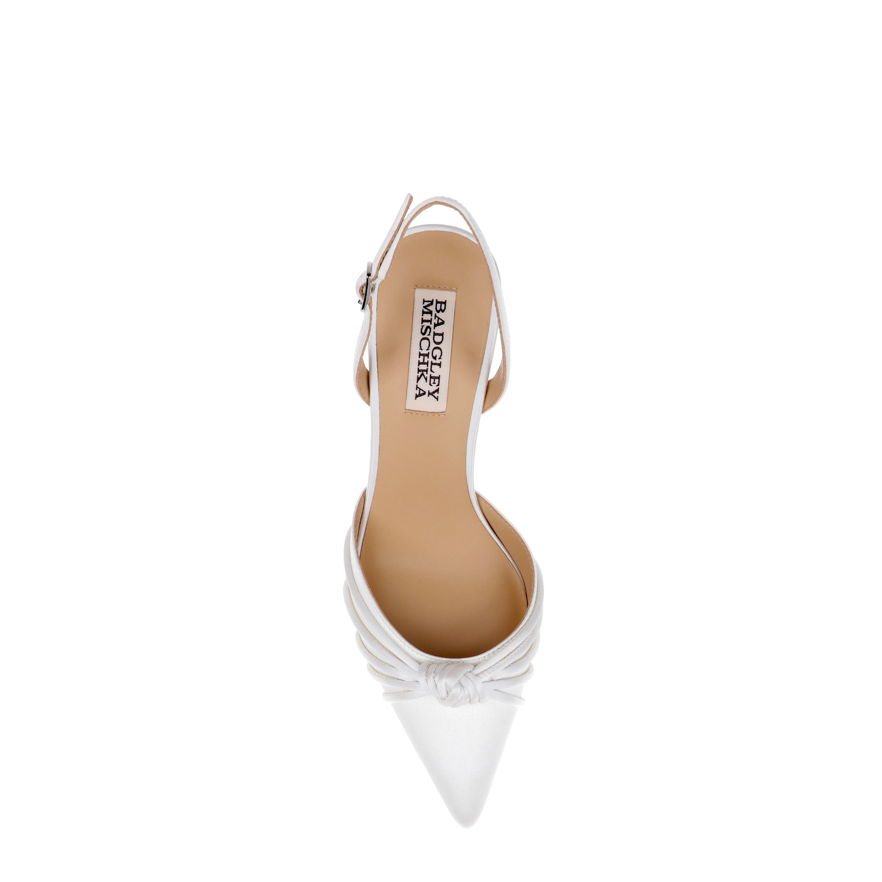Yena - Pointed Toe Slingback Pump White Satin - Soft White