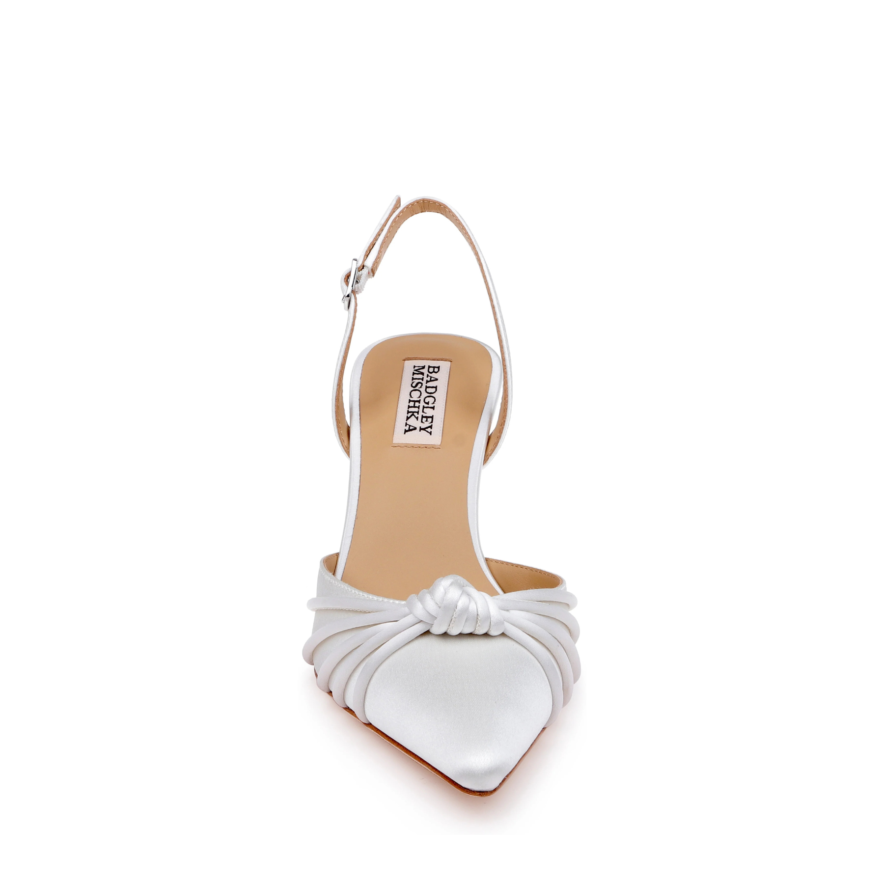 Yena - Pointed Toe Slingback Pump White Satin - Soft White