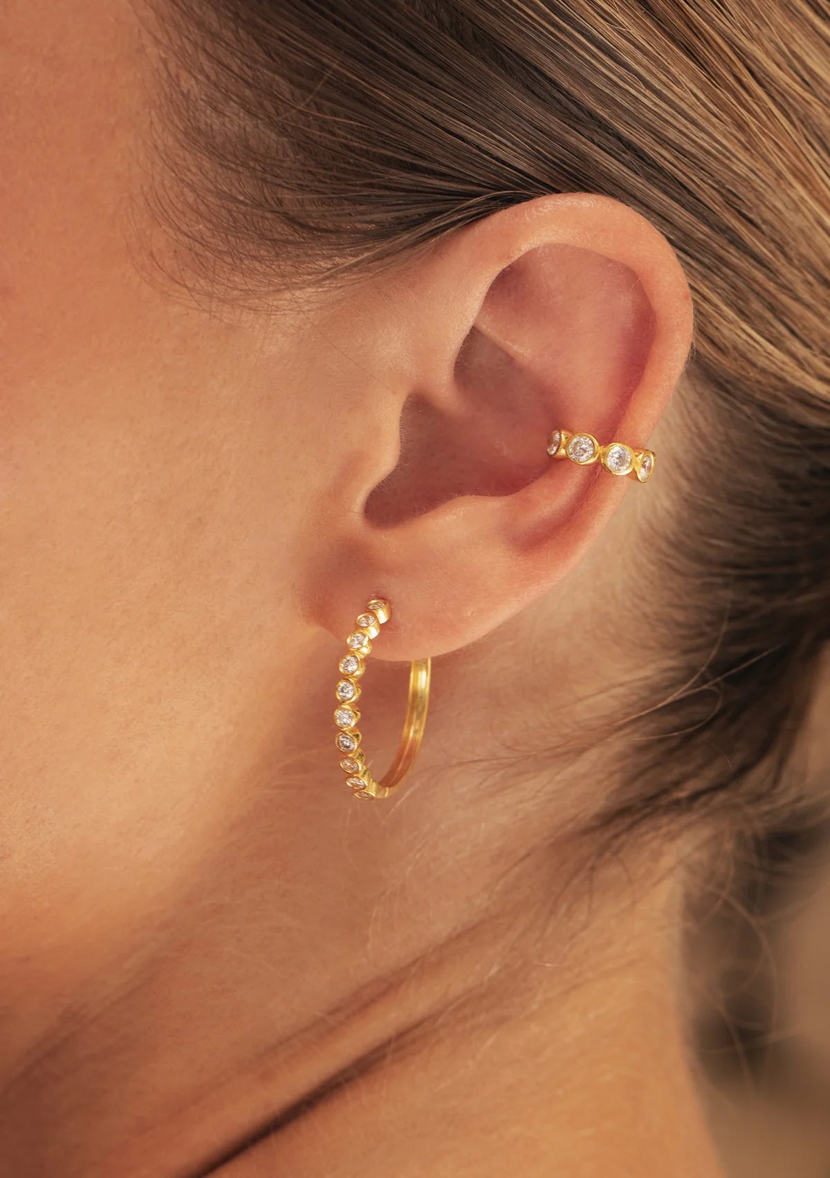 Lola Knight - Nadia - Crystal Ear Cuff - 18K Gold