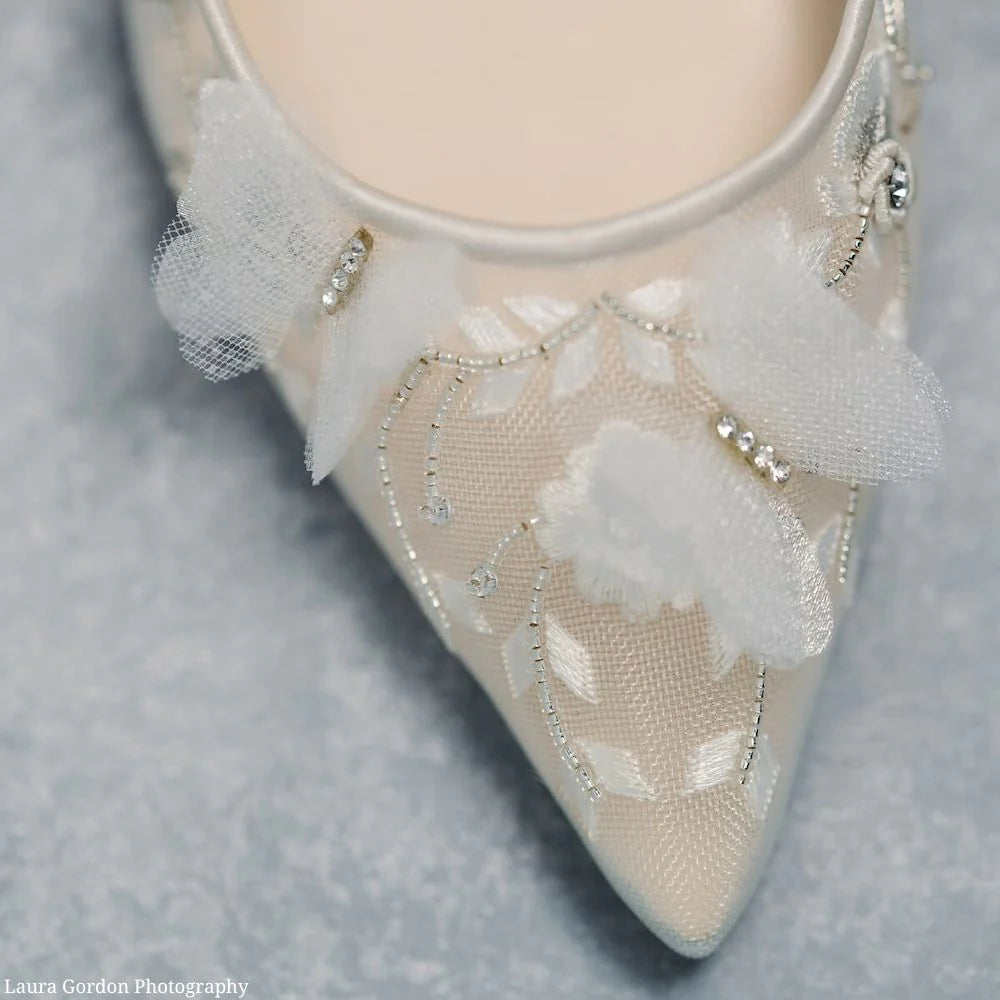 Buy Eve - Ivory Butterfly Heels online | The White Collection Australia